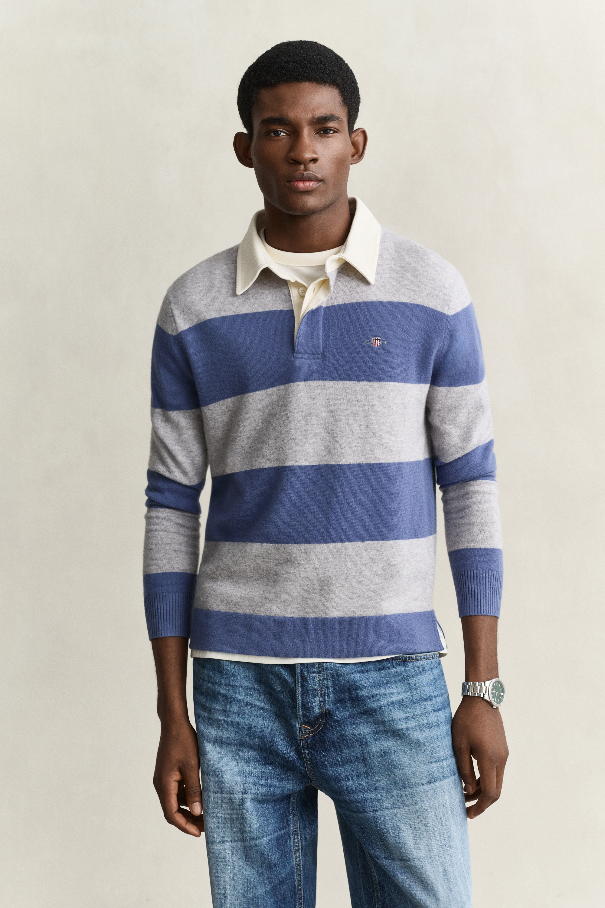 Gant Rugger Lambswool Polo Blue-Grey Grey Blue size XXL - Image 2