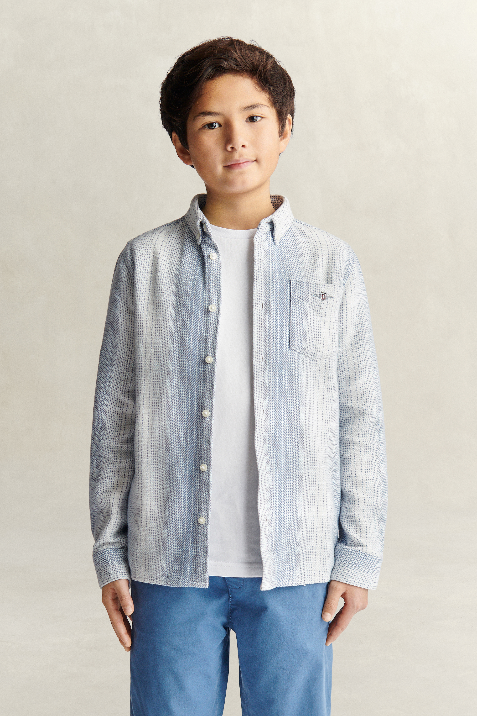 Gant Men's Sky Blue Teens Teen Boys Checked Overshirt (170)