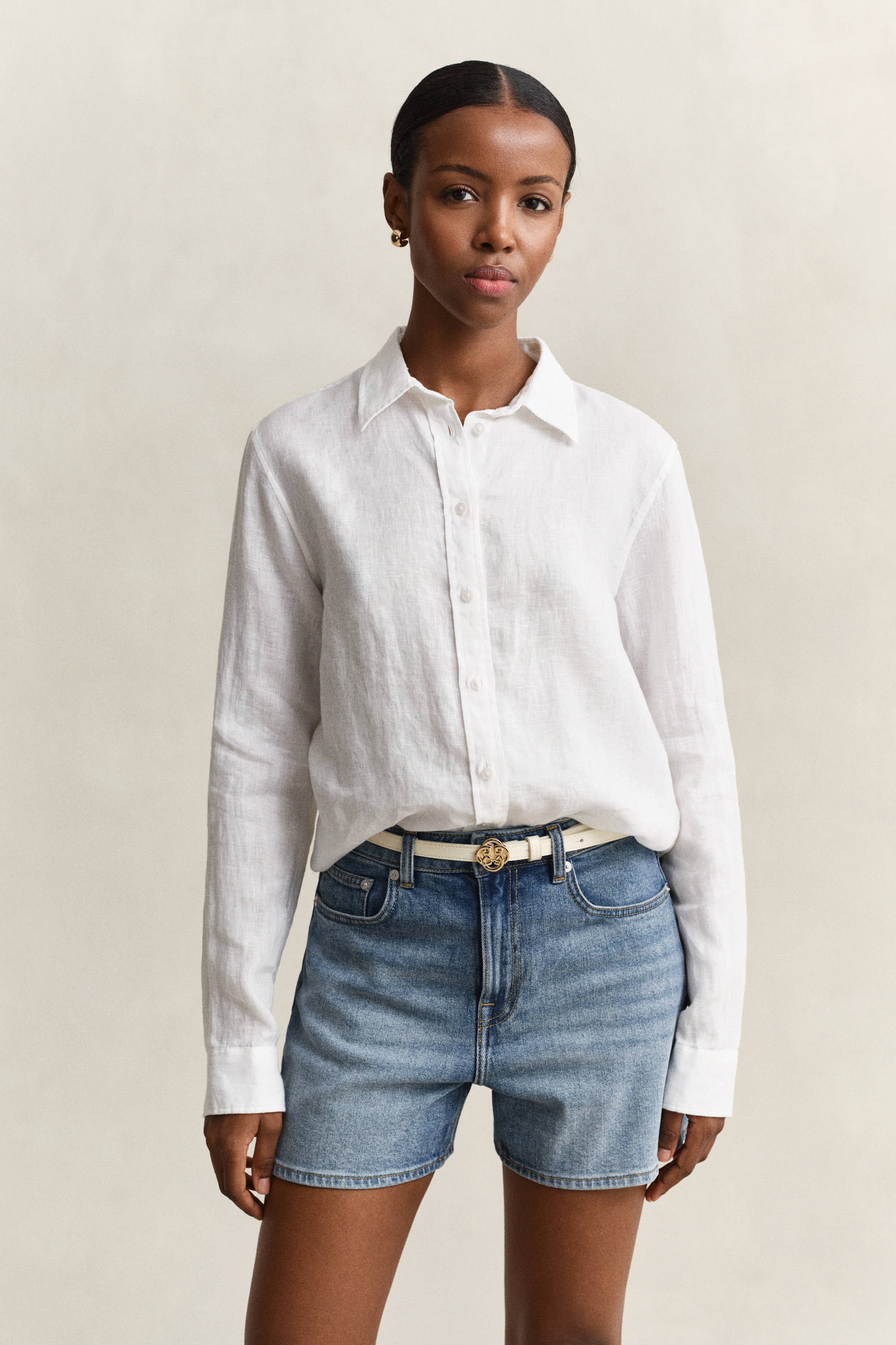 Gant Regular Fit Linen Shirt In White