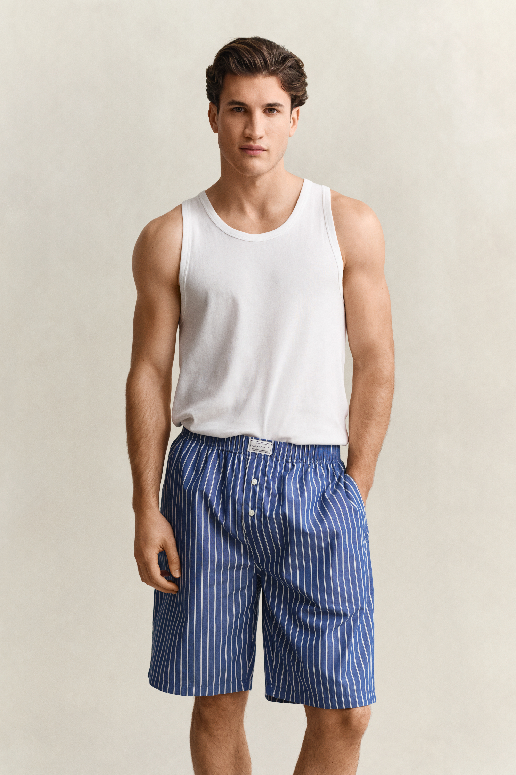 Gant Men's Deep Cobalt Striped Poplin Pajama Shorts (M)