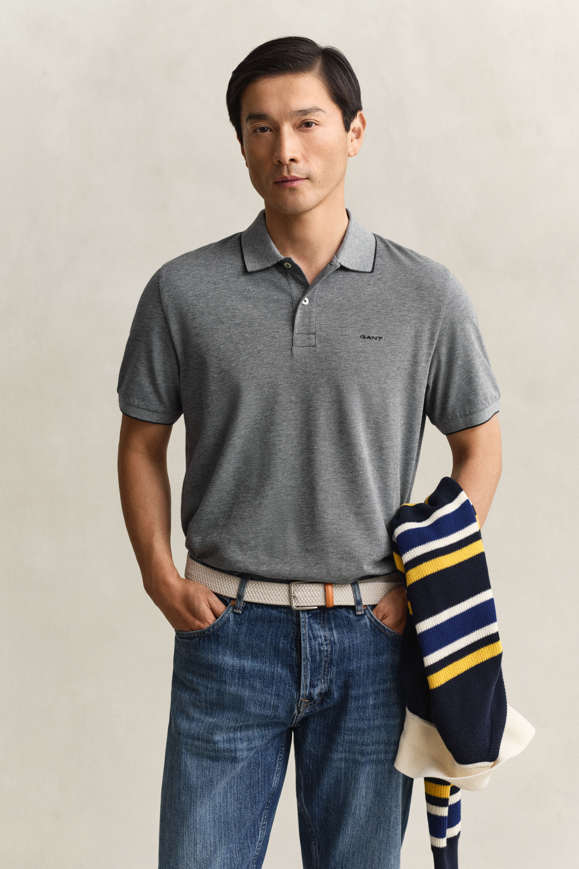 Gant Men's Navy Two-Toned Polo Shirt (4Xl) Evening Blue