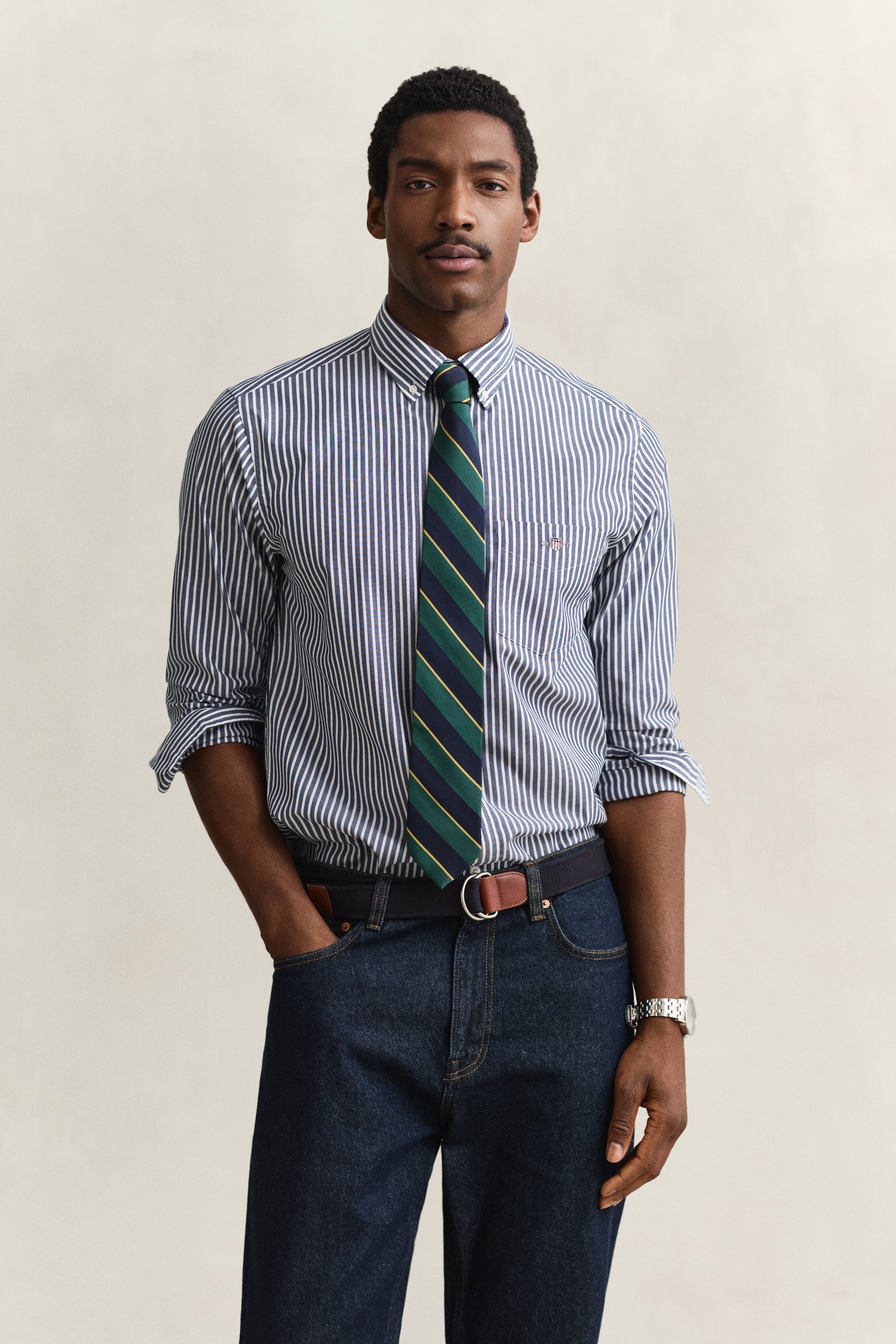 Gant Men's Blue Striped Classic Poplin Shirt (Xxxl) Persian
