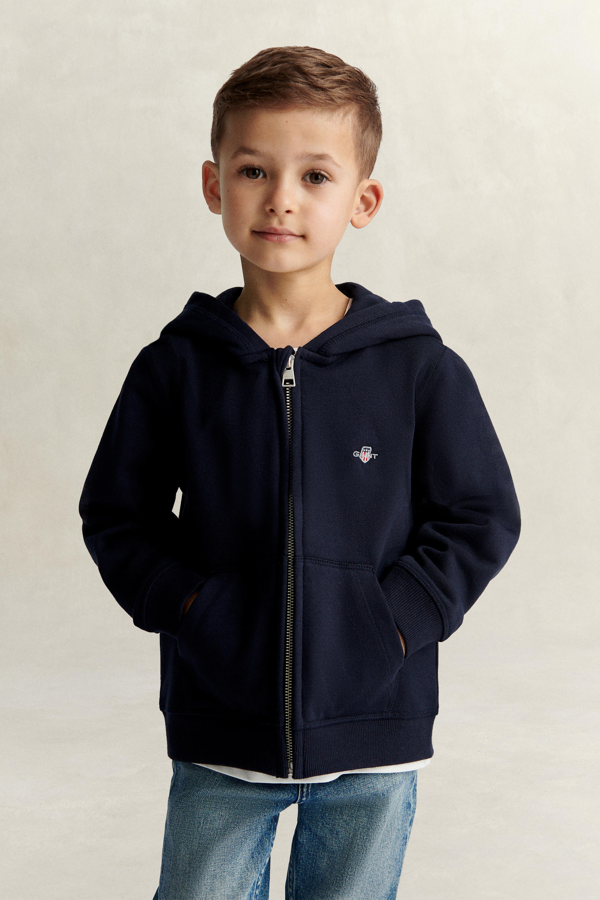 Gant Unisex Kids Navy Kids Shield Zip Hoodie (122) Evening Blue
