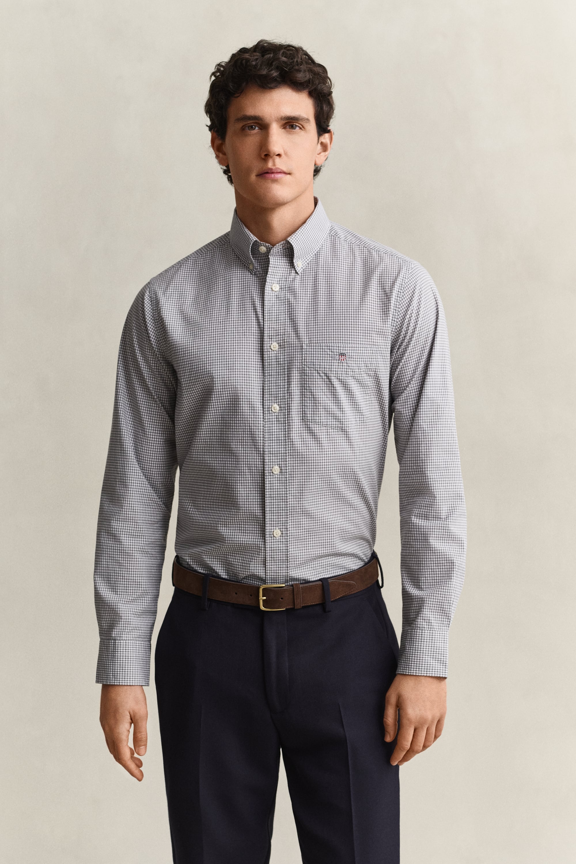 Gant Men's Mid Grey Gingham Classic Poplin Shirt (Xxl)