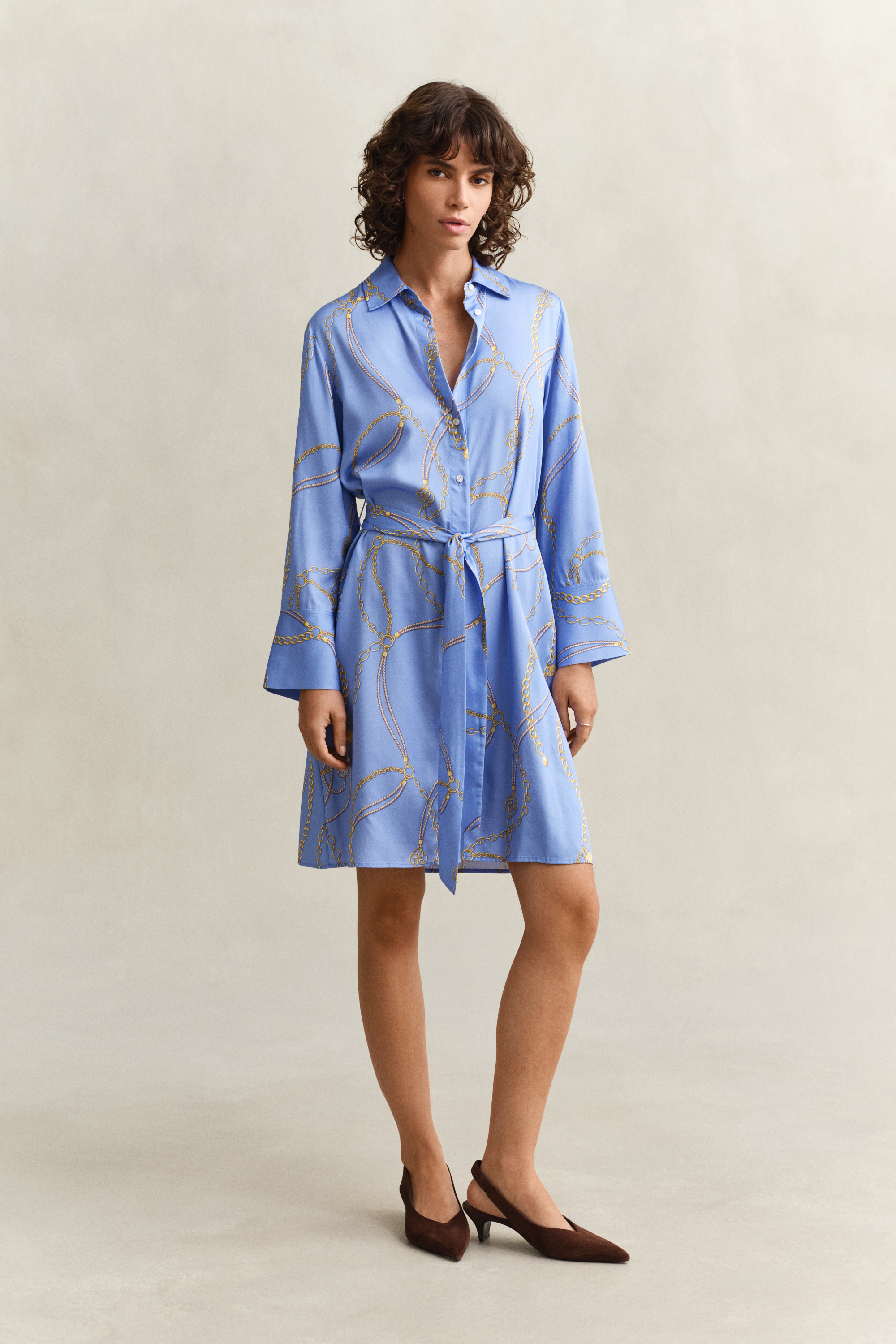 Gant Women's Hydrangea Blue Belted Shirt Dress (34)