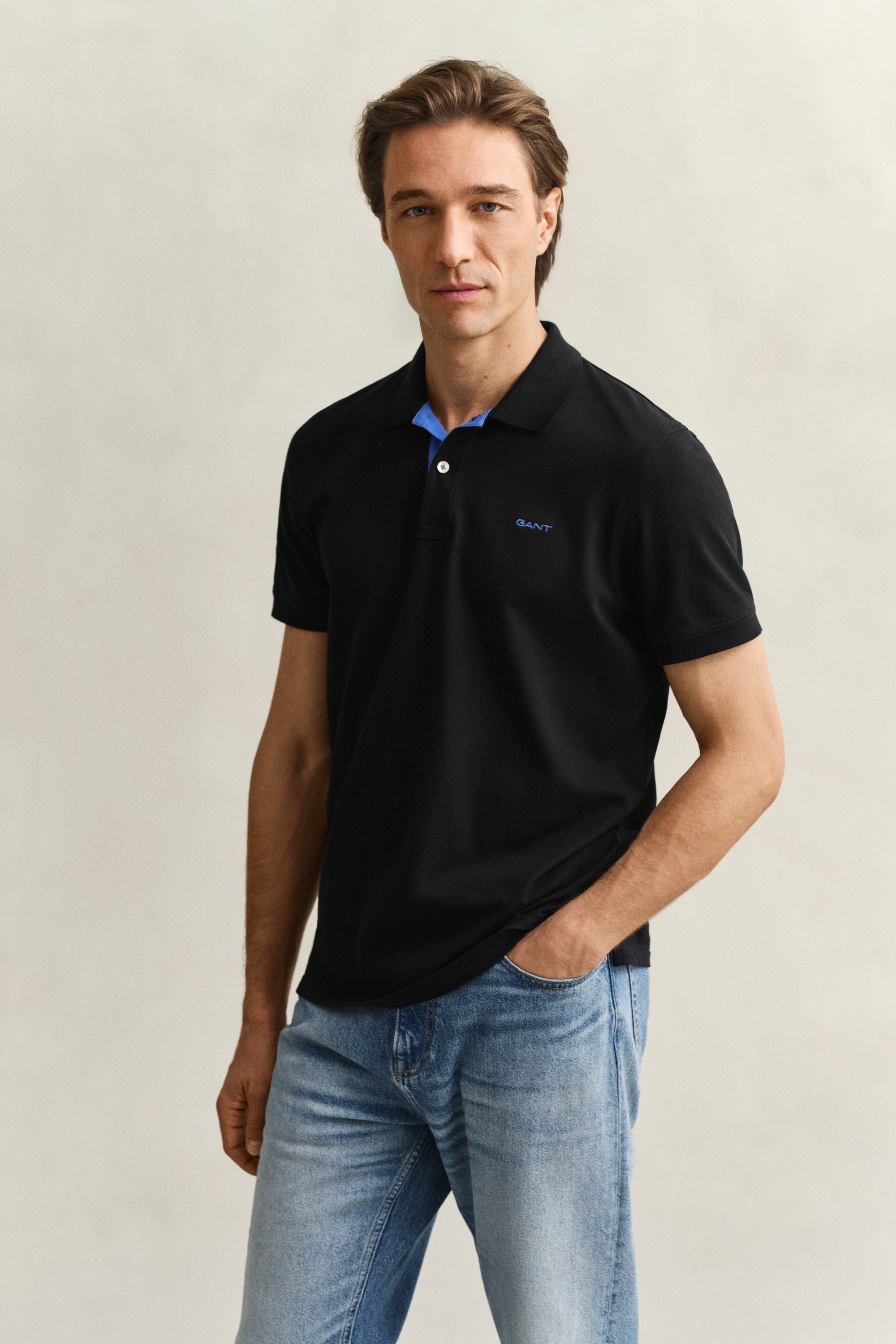 Gant Men's Black Contrast Piqué Polo Shirt (Xxxl)
