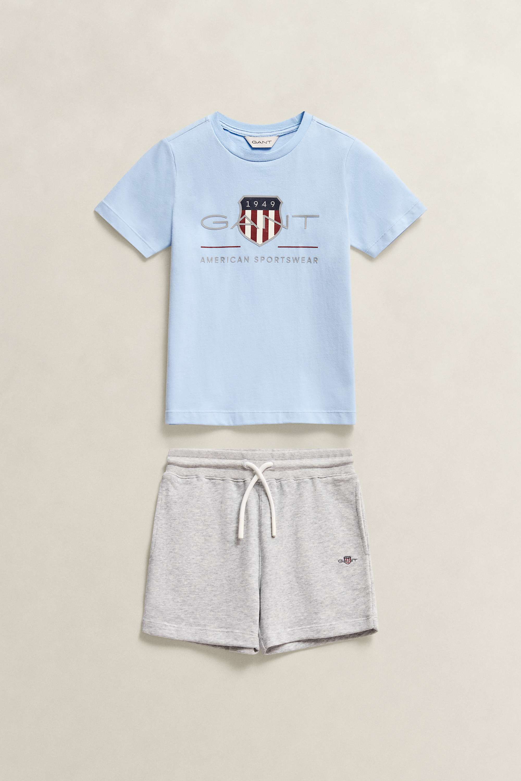 Gant Boys Sky Blue Kids Archive Shield T-Shirt & Sweat Shorts Set (92)