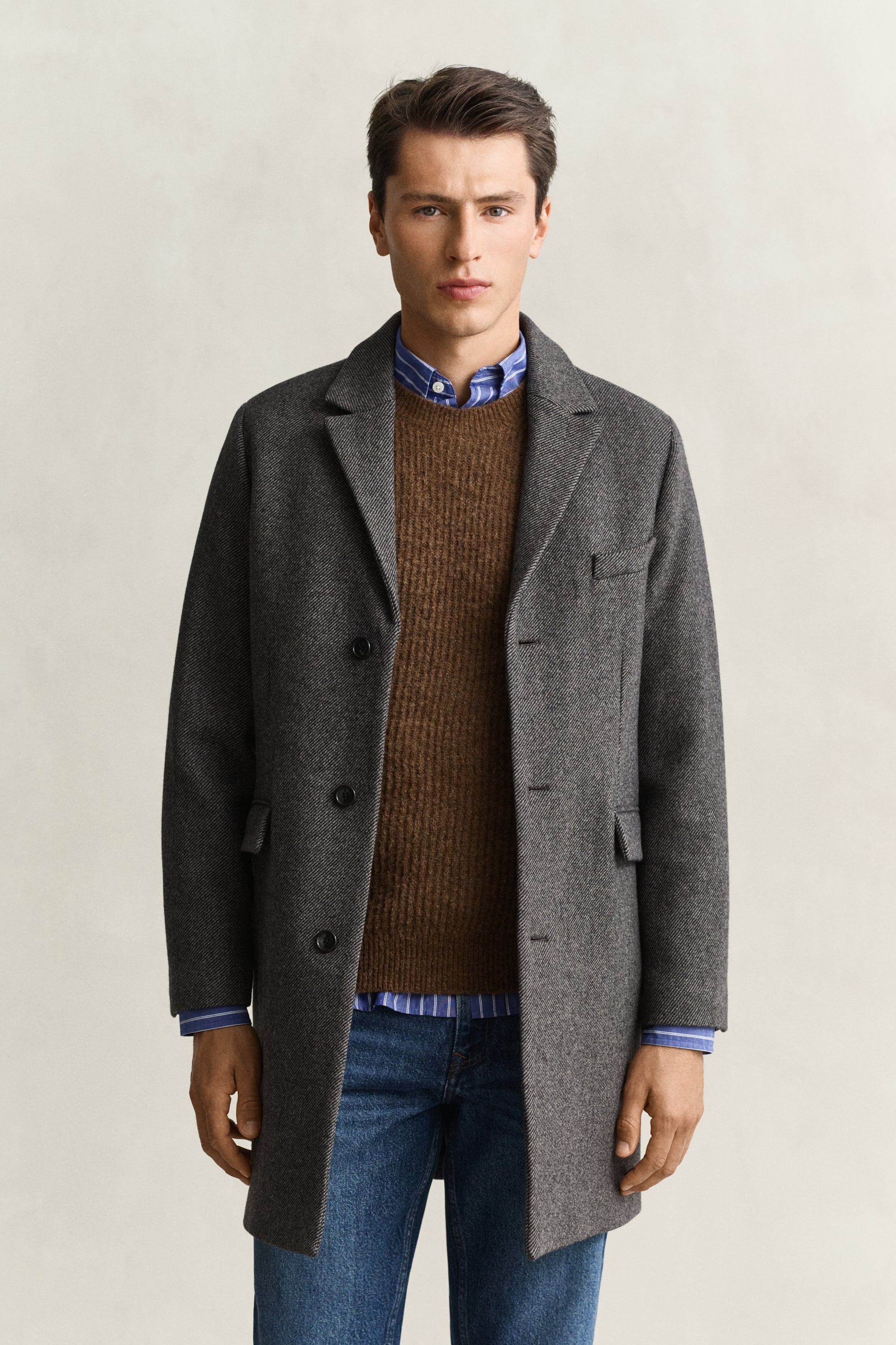 Two Toned Wool Coat GREY