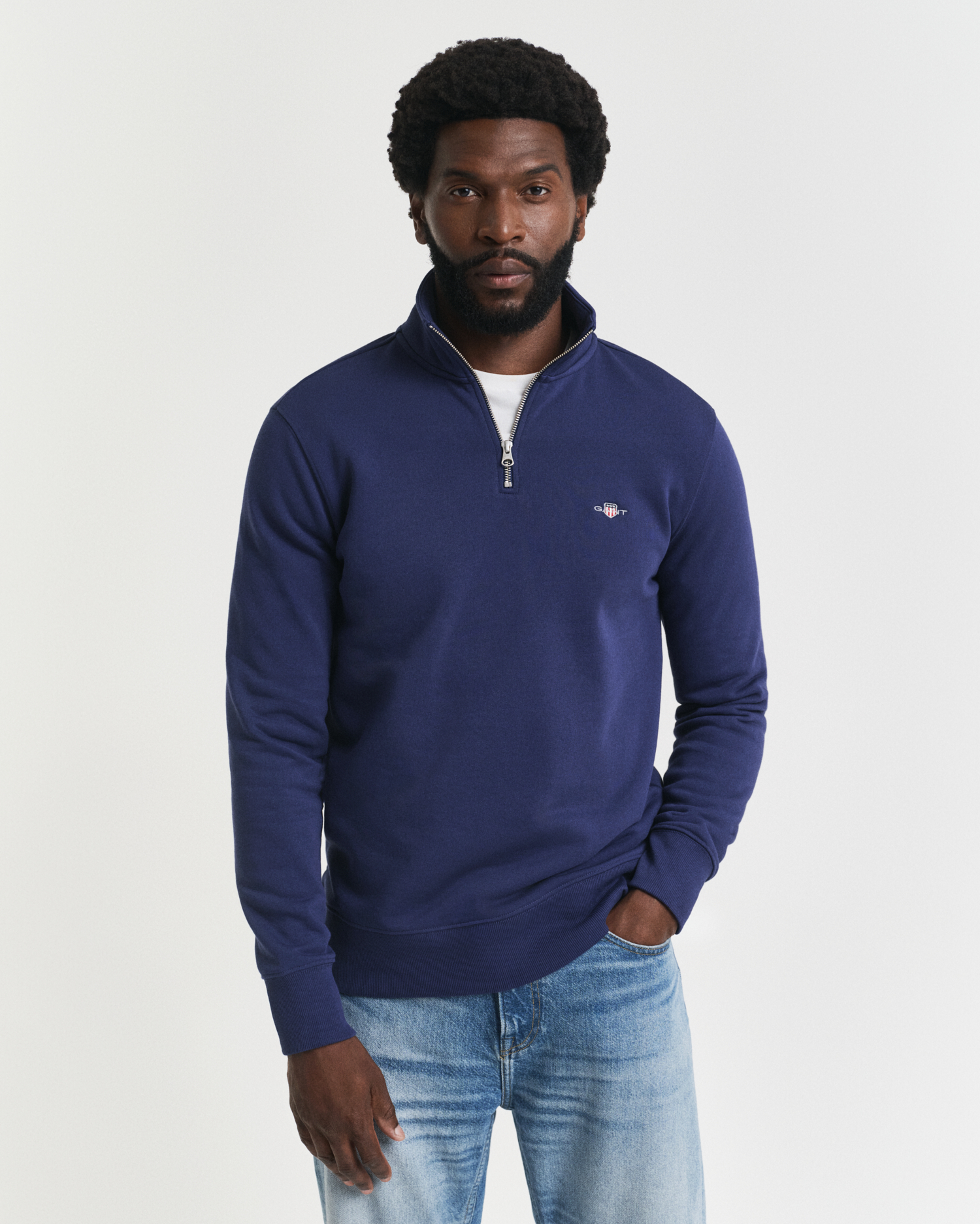 Gant Men's Blue Shield Half-Zip Sweatshirt (S) Small
