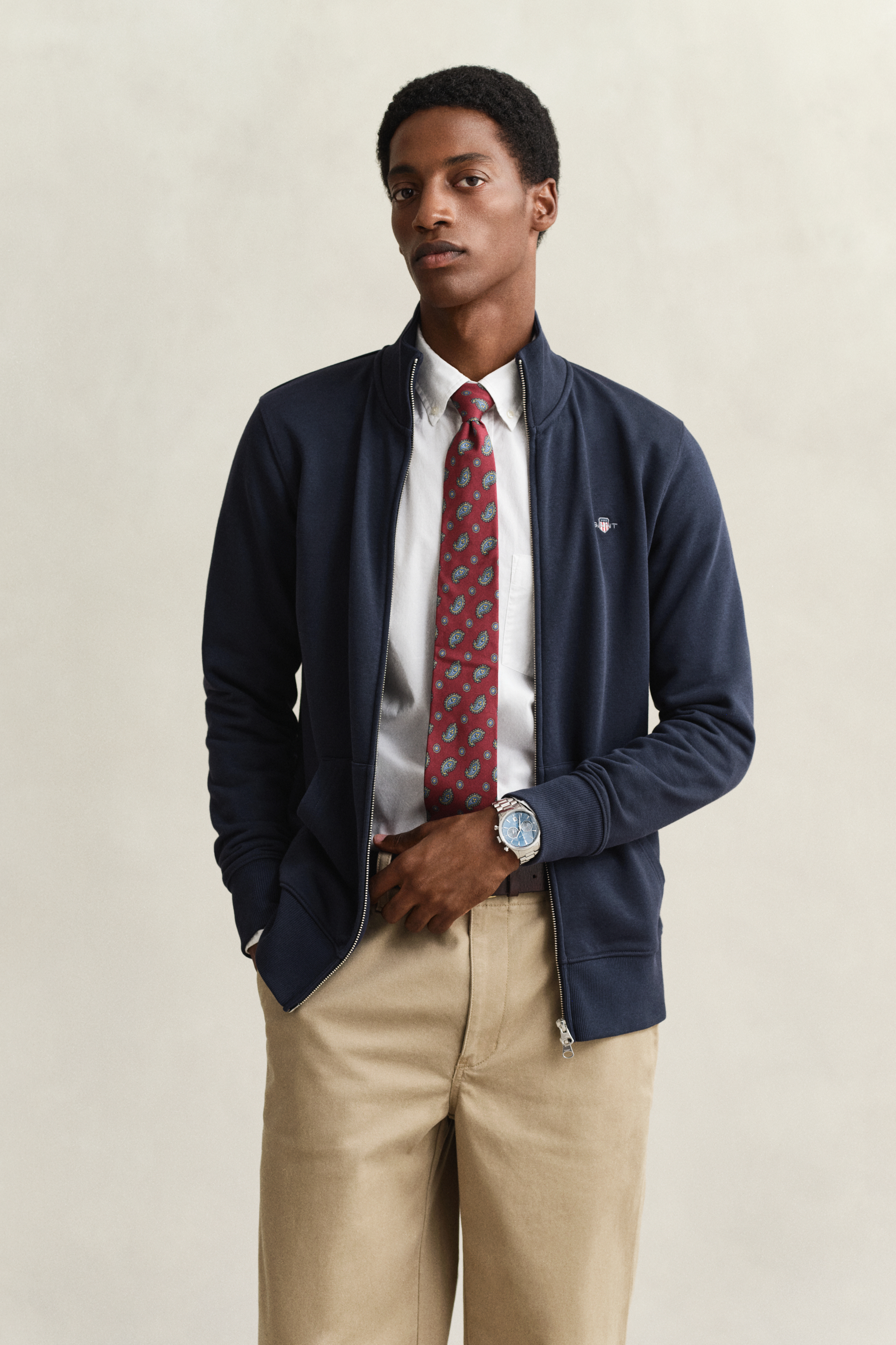 Gant Men's Navy Shield Zip Sweatshirt (Xxl) Evening Blue