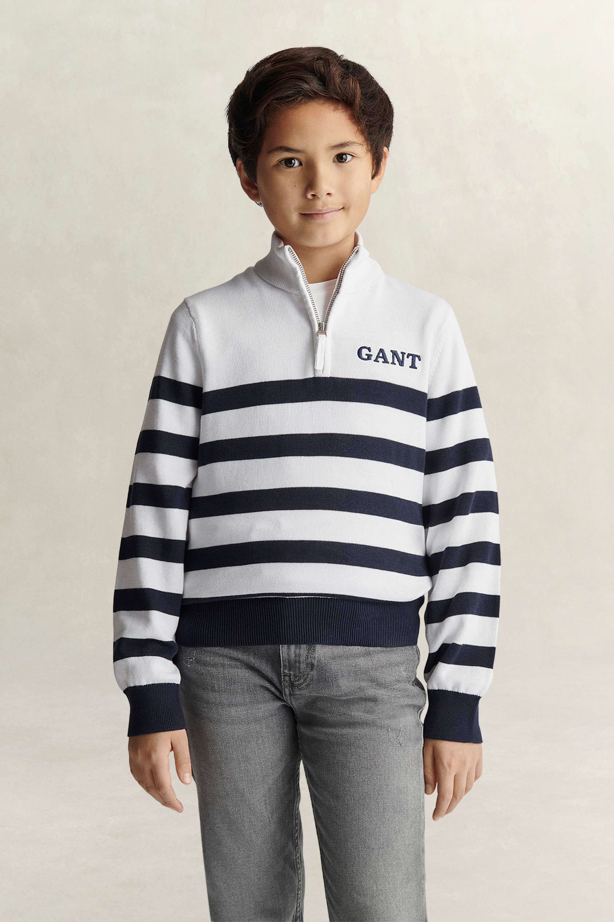 Gant Men's White Teens Teen Boys Breton Striped Sweater (122/128)