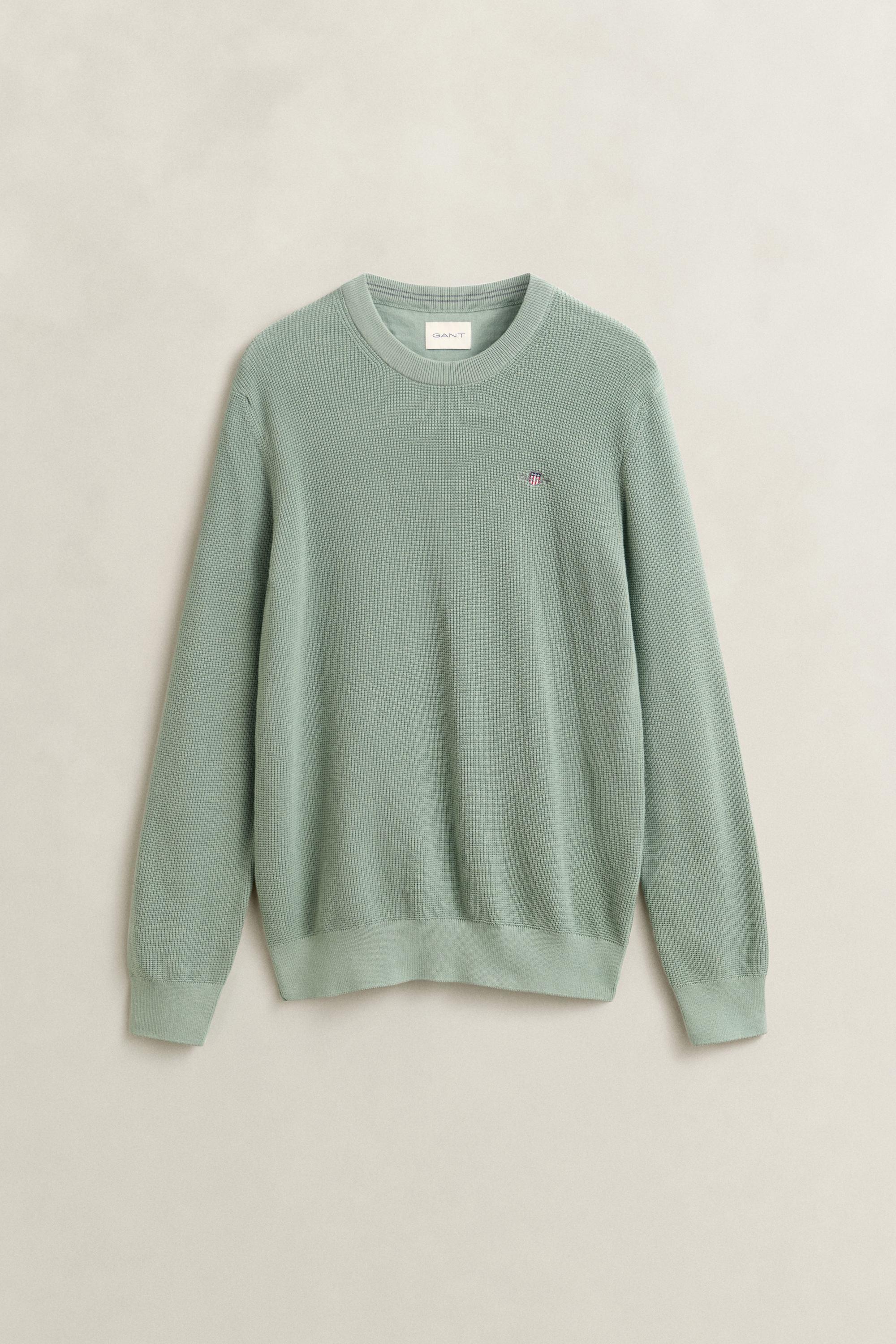 Gant Men's Surplus Mint Textured Cotton Crew Neck Sweater (Xxxl)