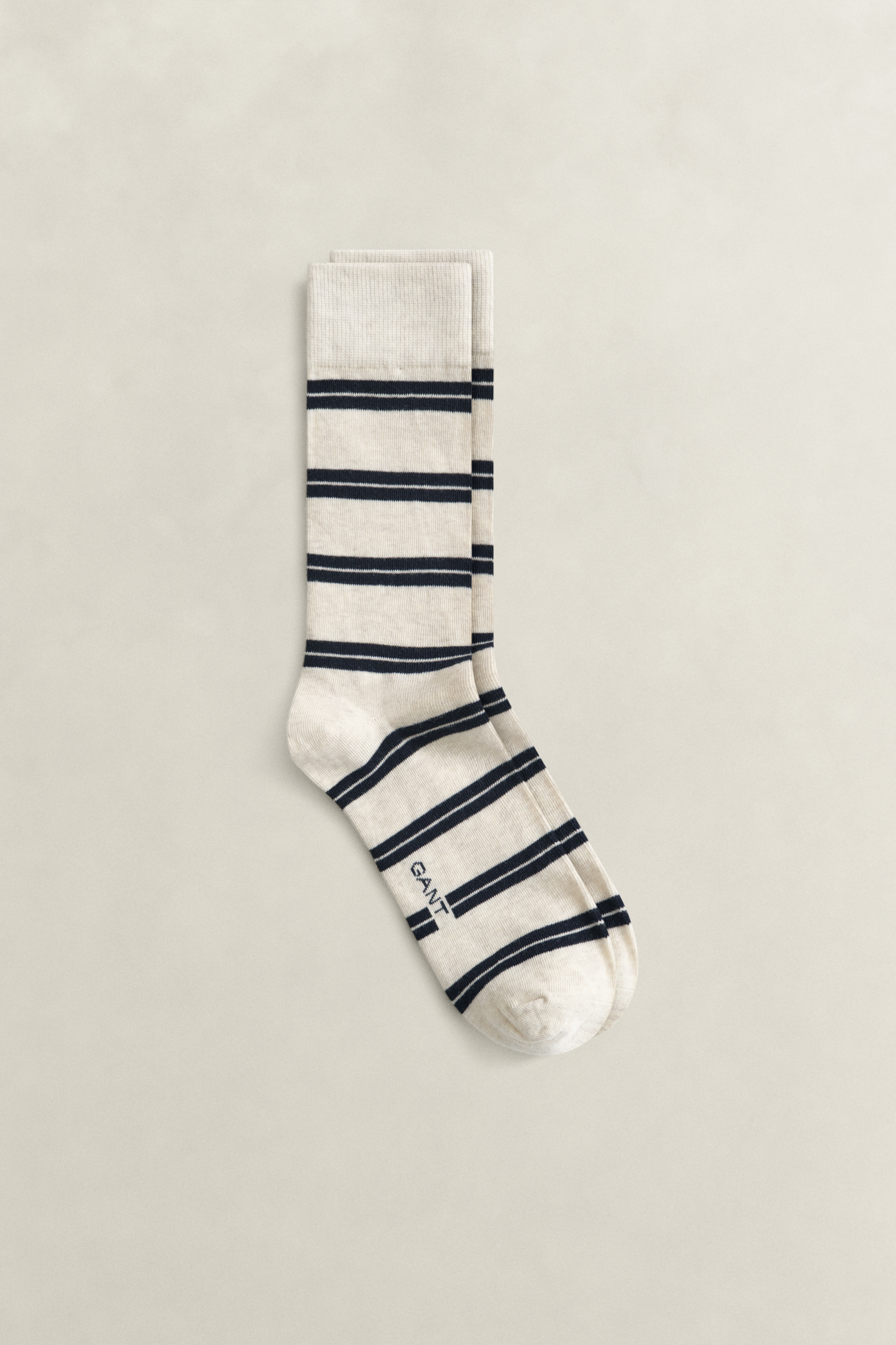 Gant Men's Cream Melange Striped Socks (40-42)
