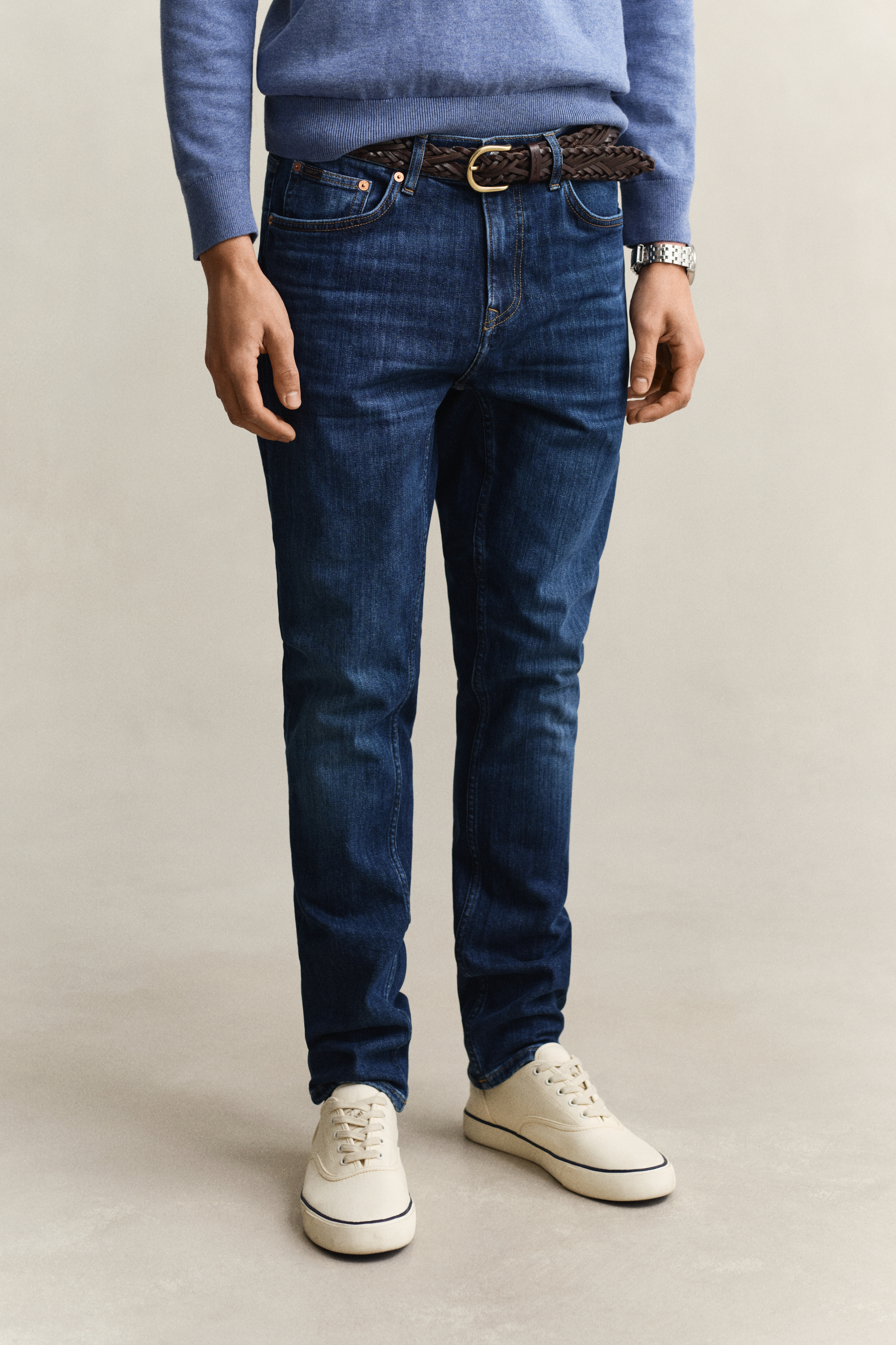 Gant Men's Blue Slim Fit Jeans (32/32) Mid Worn In