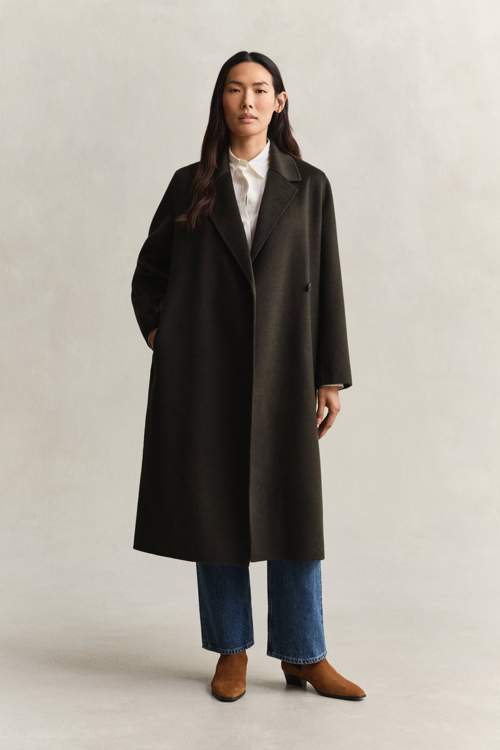 Gant Women's Green Handstitched Belted Coat (M) Dark Moss
