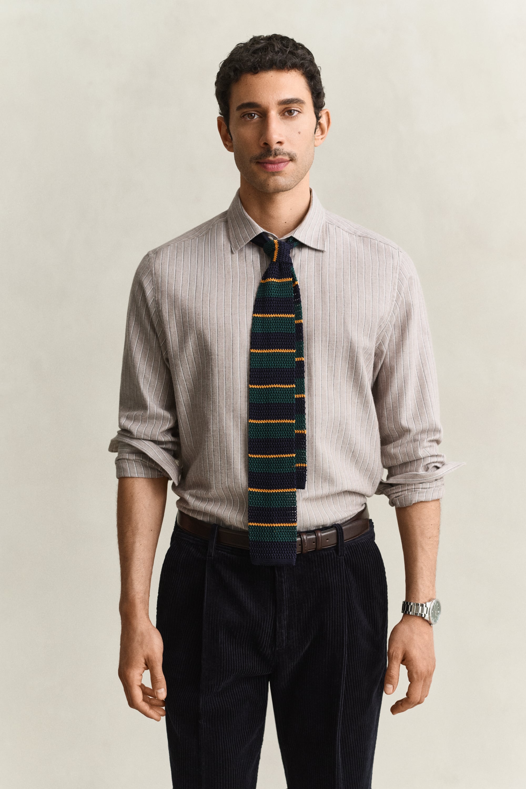 Striped Flannel Mélange Shirt LIGHT BLUE MELANGE