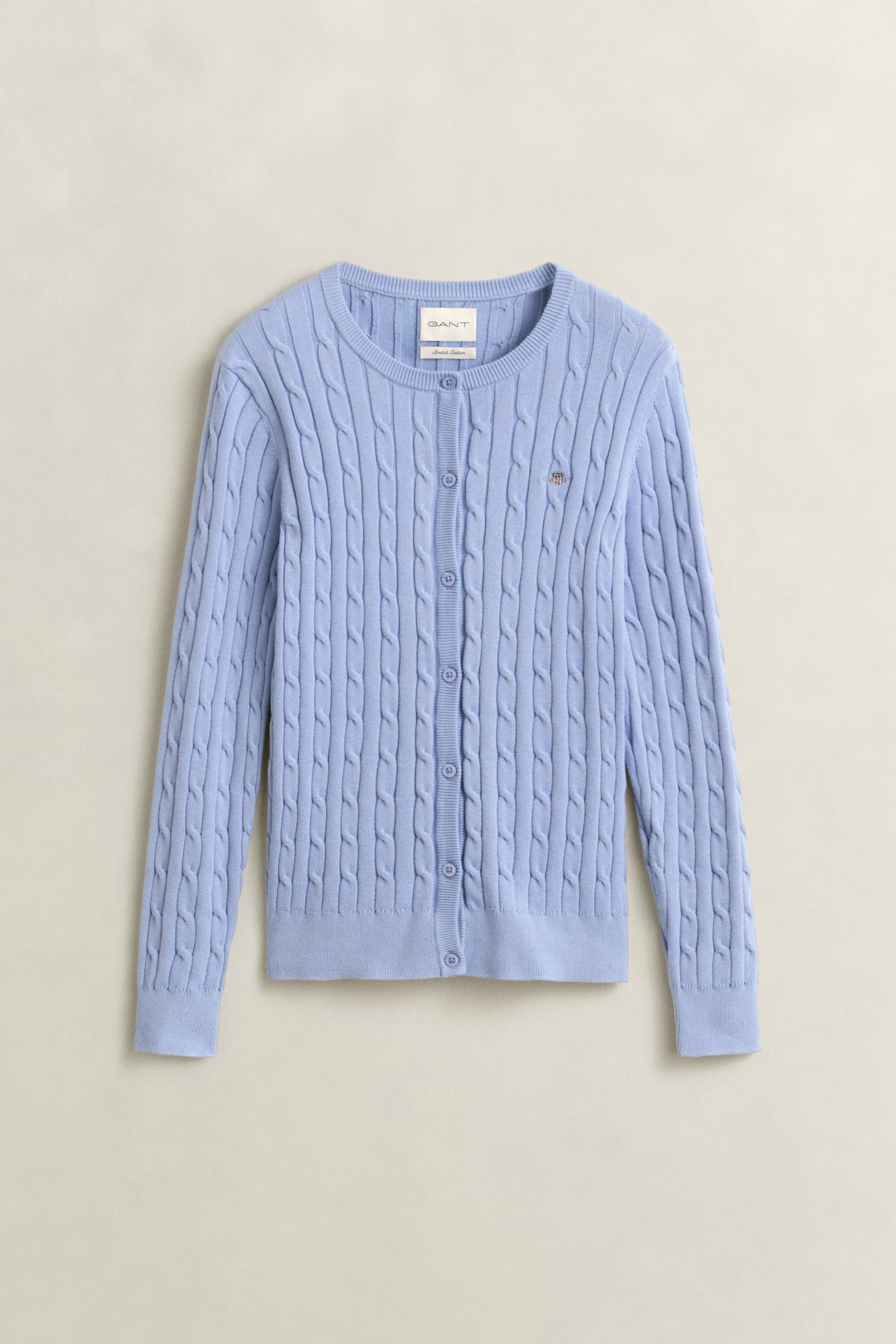 Gant Stretch Cotton Cable Knit Cardigan