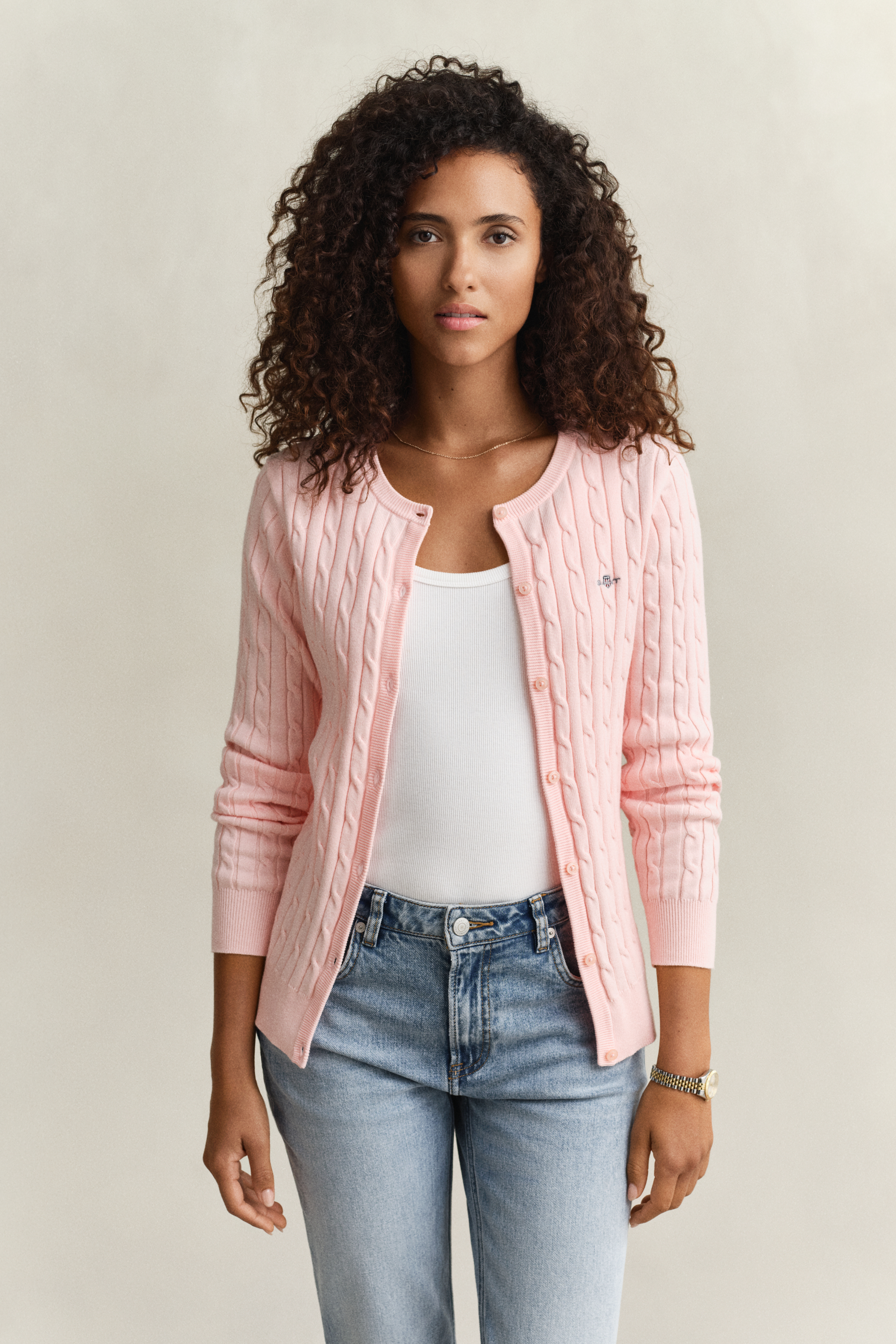Gant Women's Apricot Pink Cable Knit Cardigan (Xs)