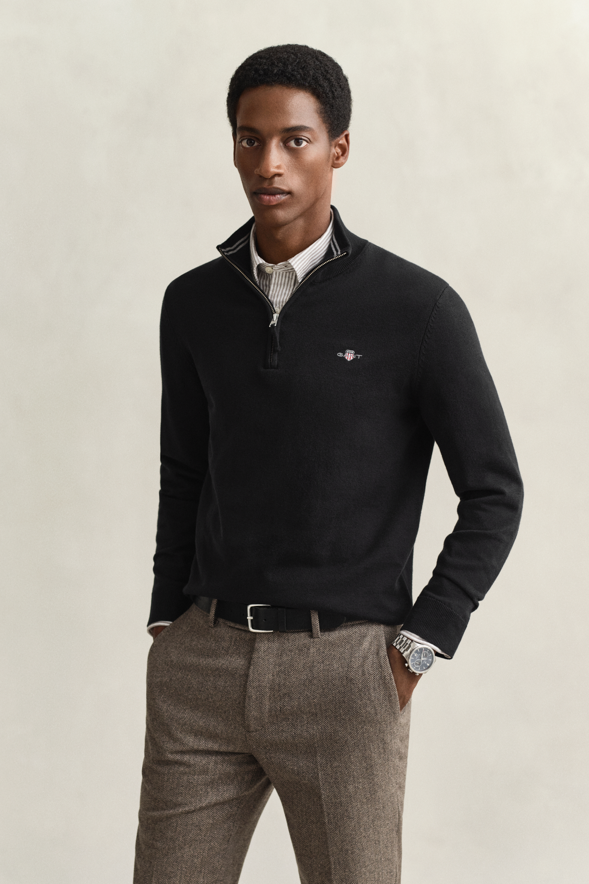 Gant Men's Black Classic Cotton Half-Zip Sweater (4Xl)