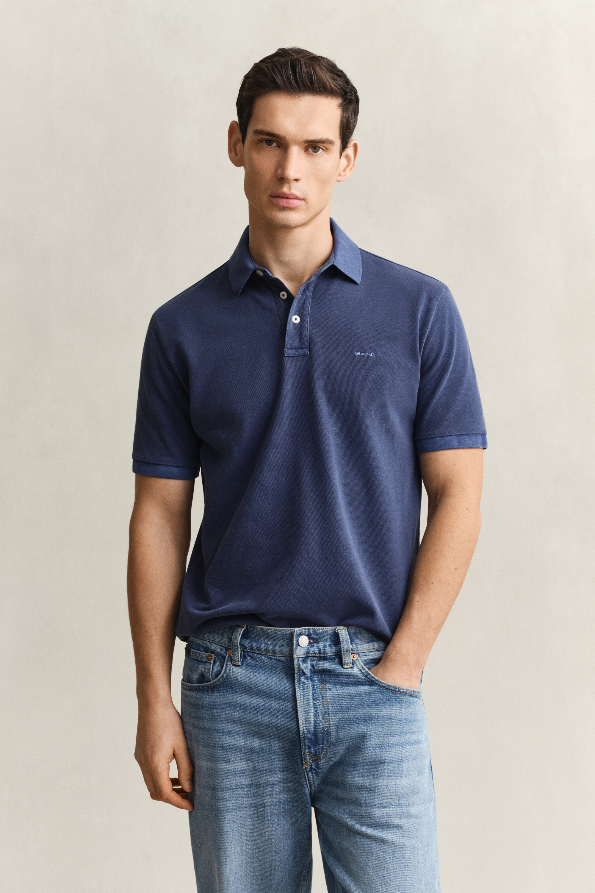 Gant Men's Blue Sunfaded Polo Shirt (S) Persian