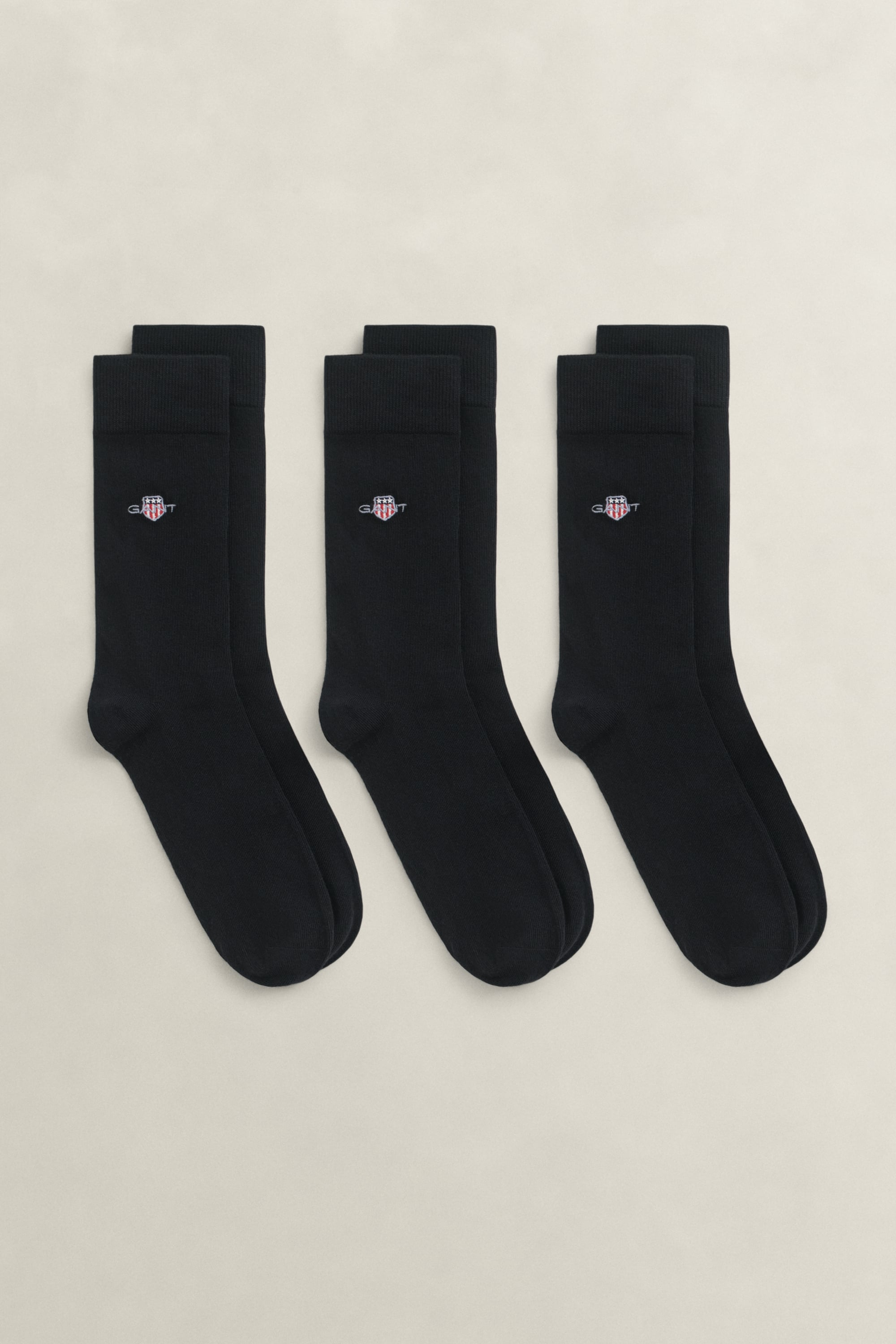 Gant Men's Black 3-Pack Shield Socks (43-45) Ebony