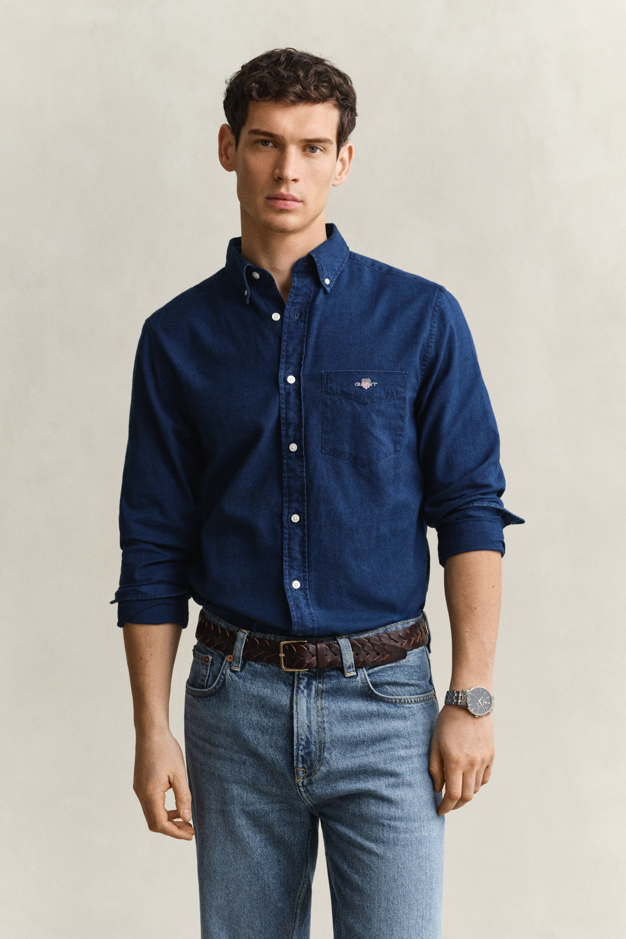 Gant Men's Blue Indigo Oxford Shirt (Xl) Dark Indigo