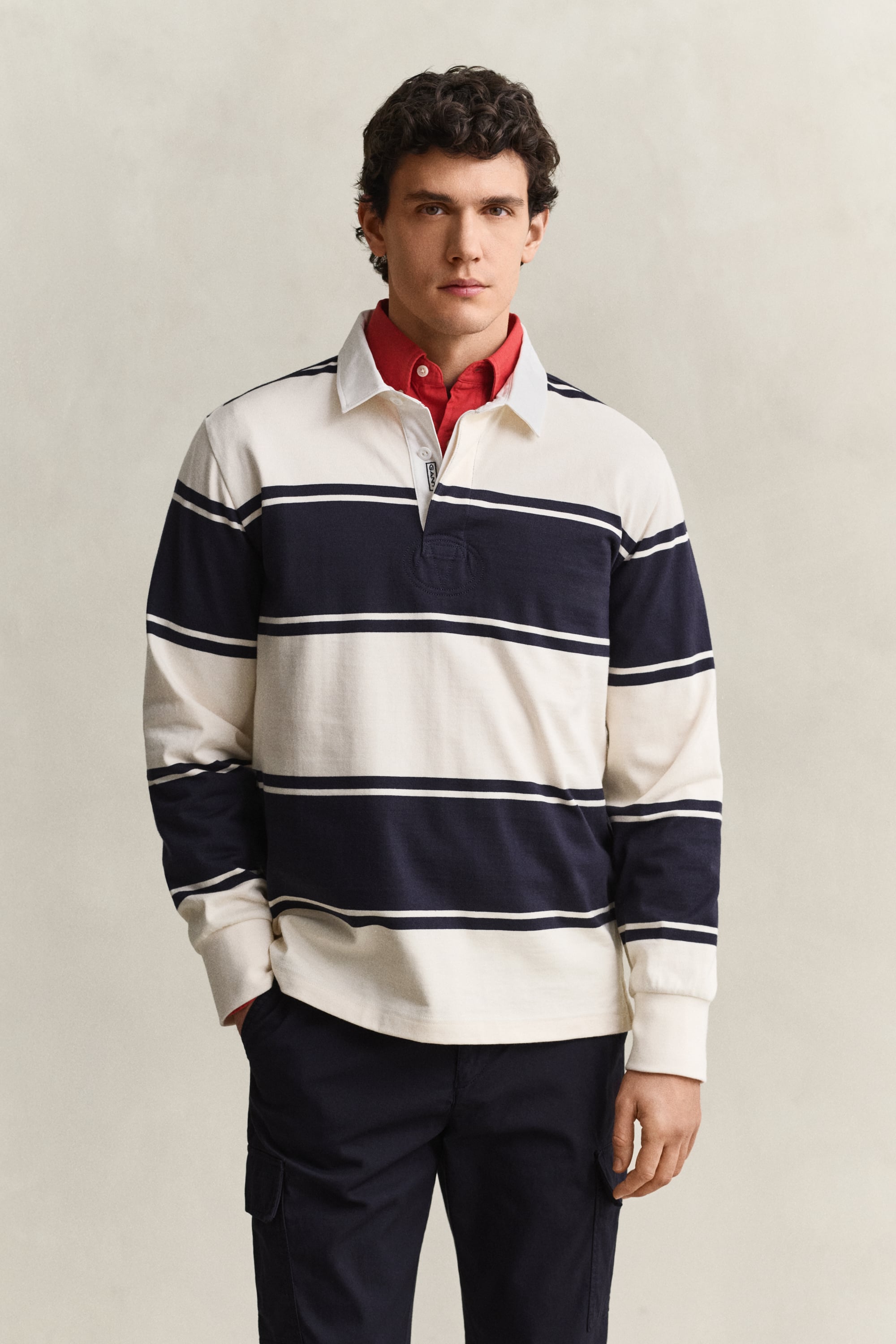 Gant Men's Navy Striped Rugger (L) Evening Blue
