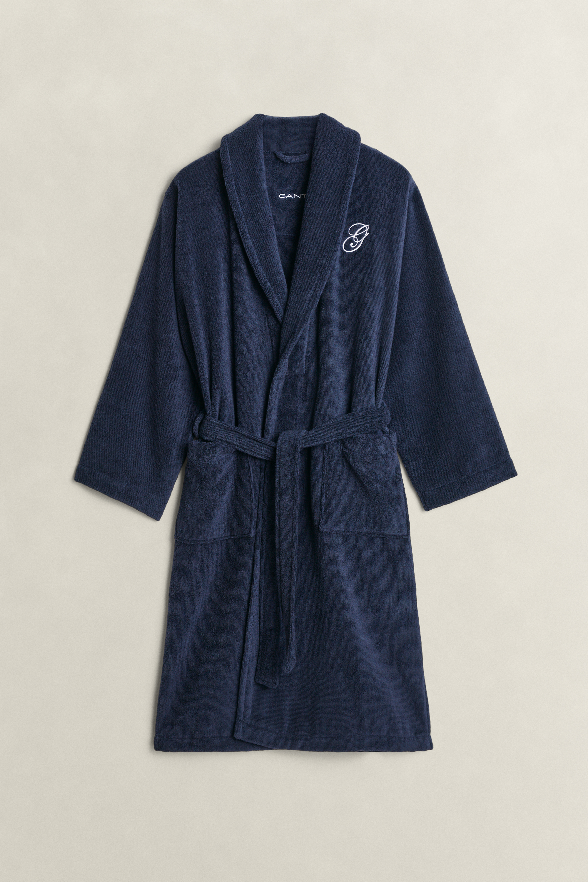 Gant Unisex Navy Home Decor Embroidered Robe (L) Marine