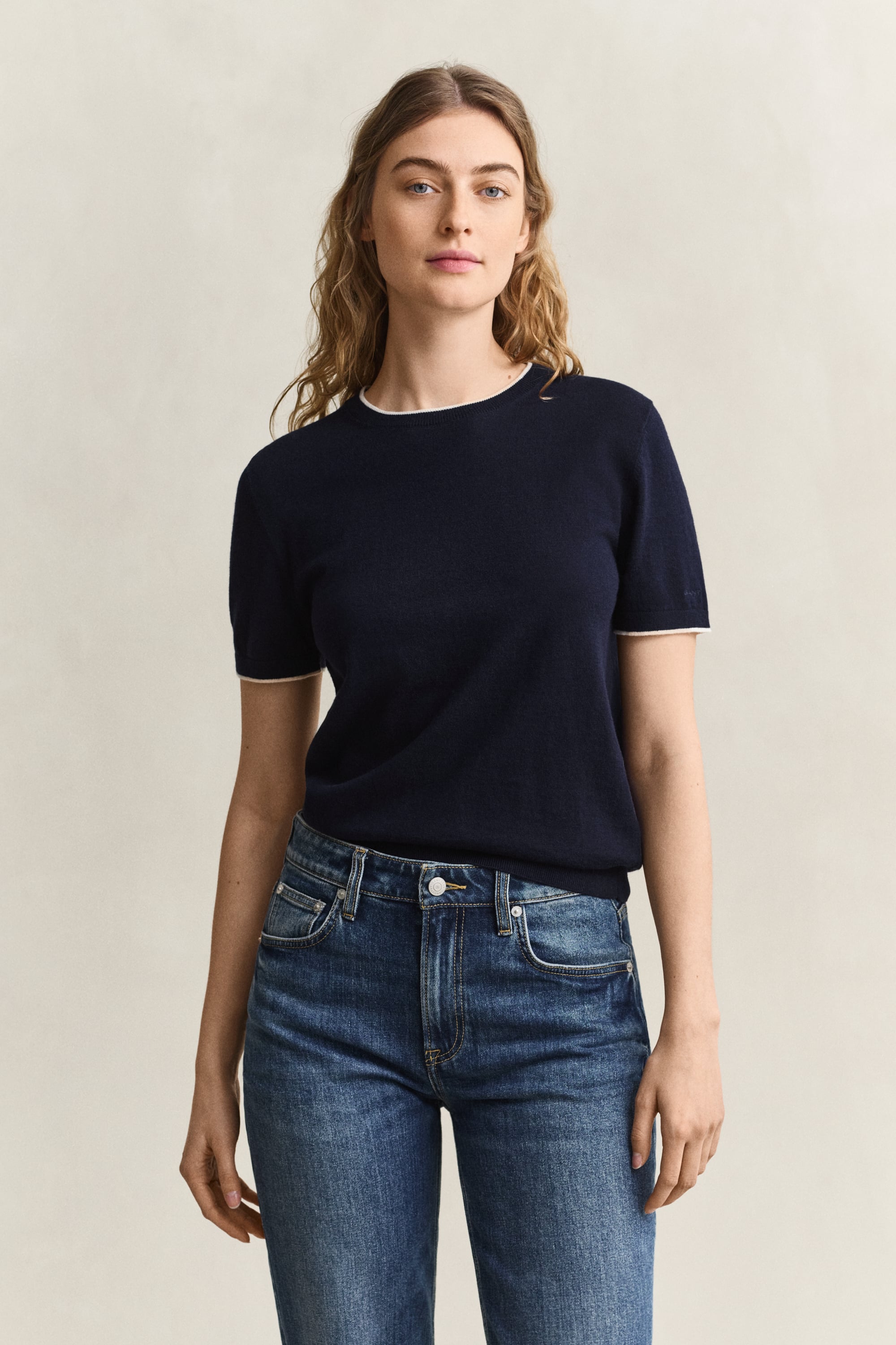 Gant Short Sleeve Sweater In Blue