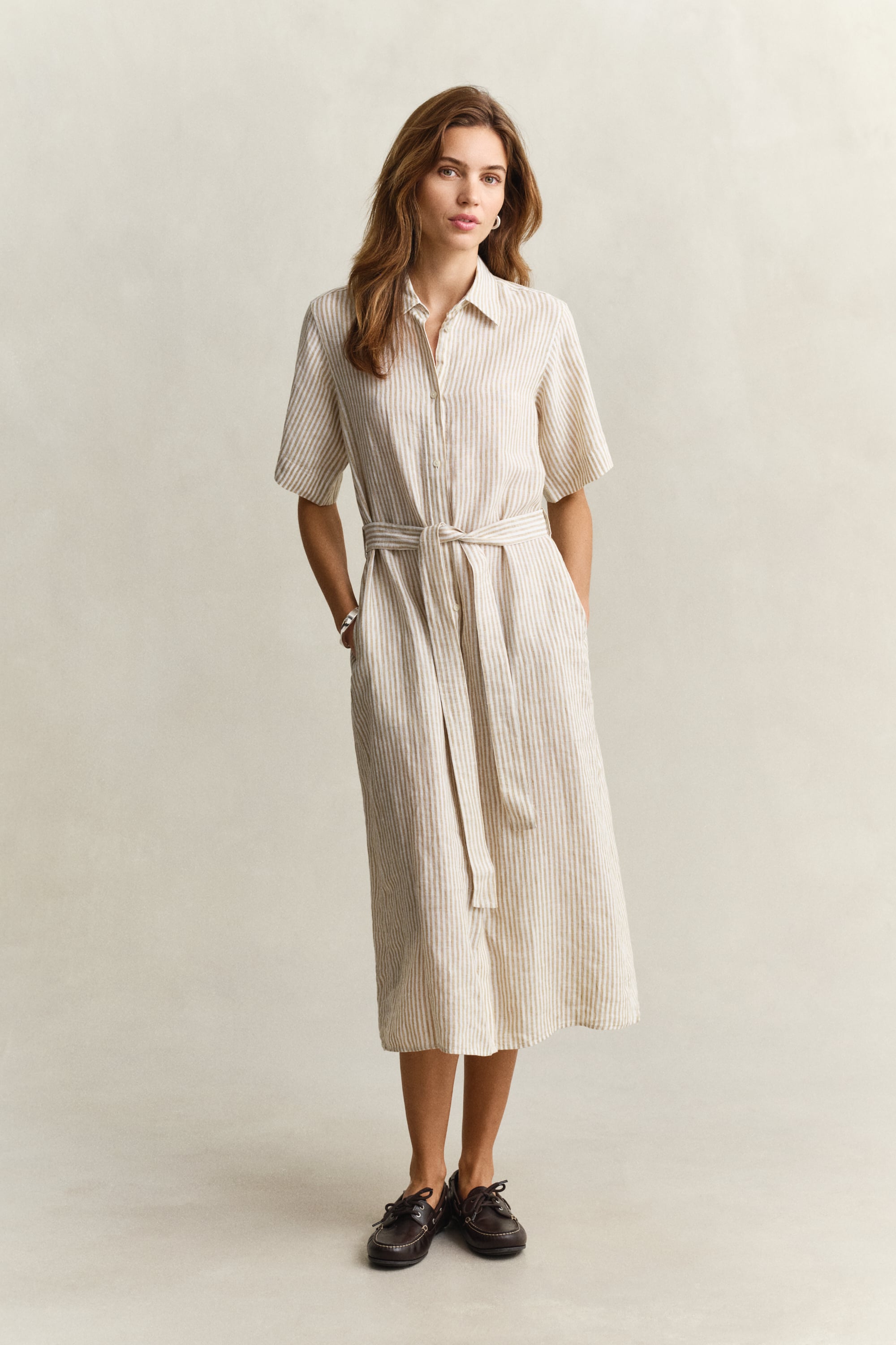 Gant Striped Linen Shirt Dress In Neutral