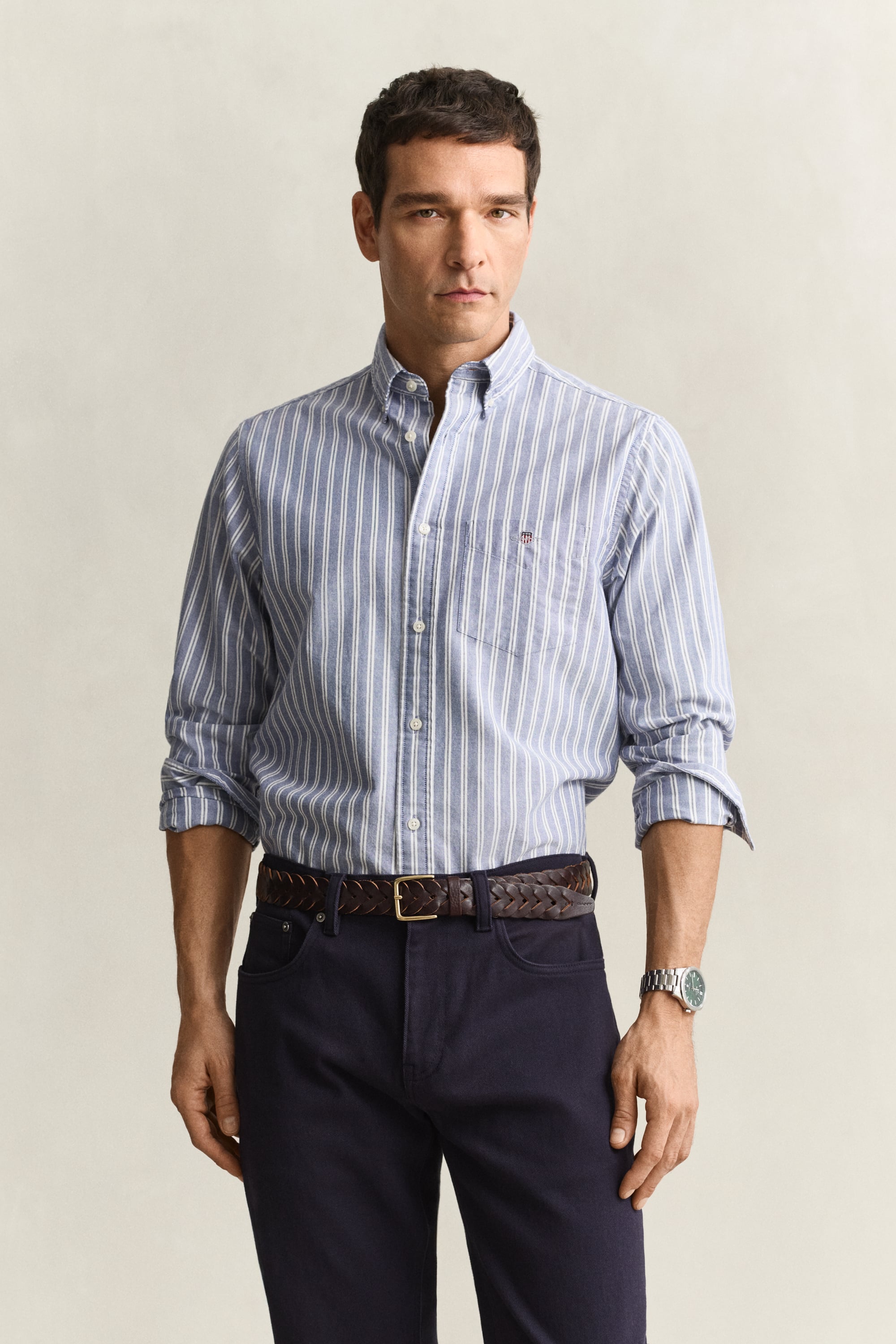GANT Mens Classic Oxford Stripe Shirt, Blue, Size S, Men - Image 3