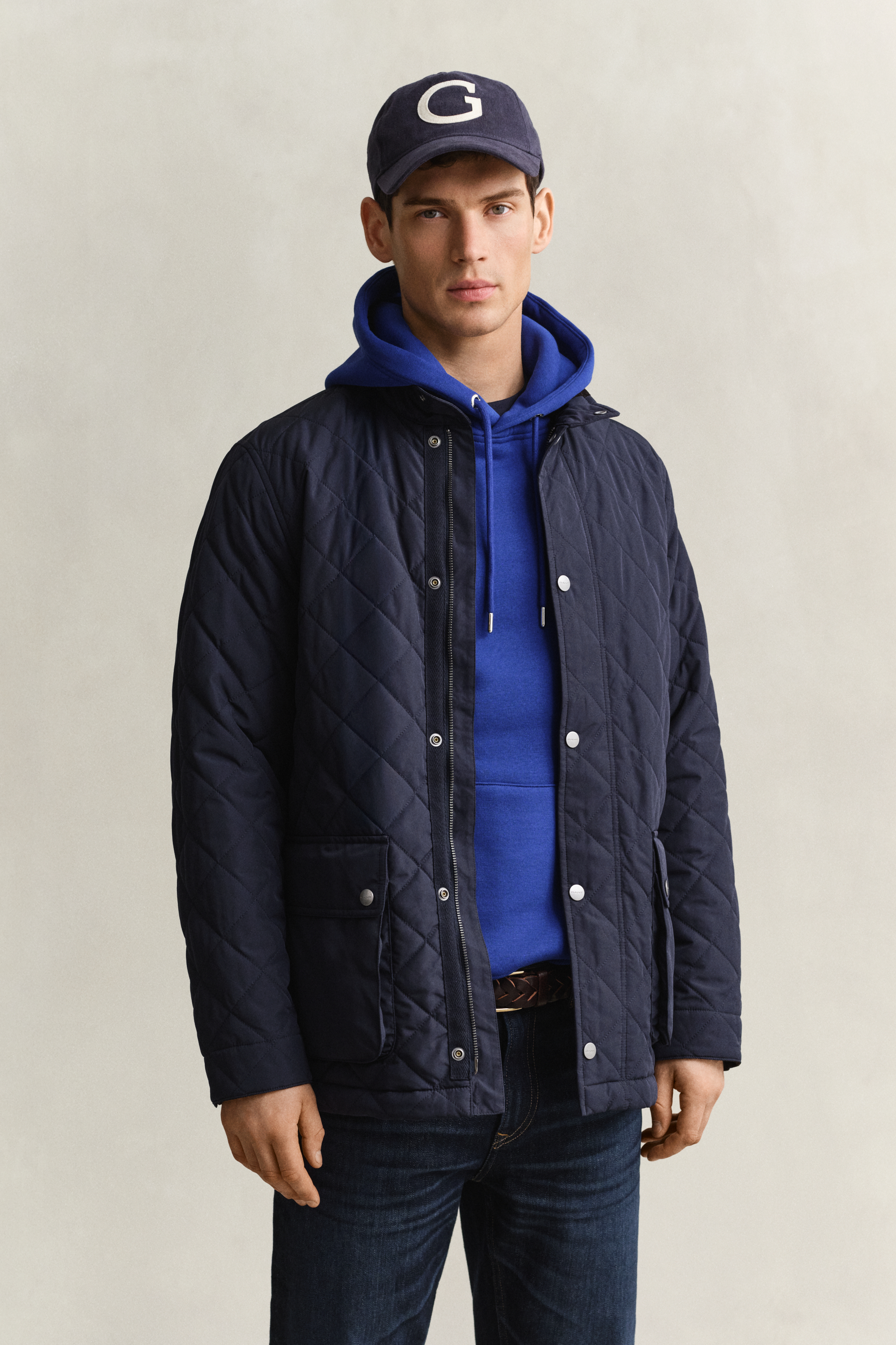 Gant Men's Navy Quilted Mid Jacket (Xxl) Evening Blue
