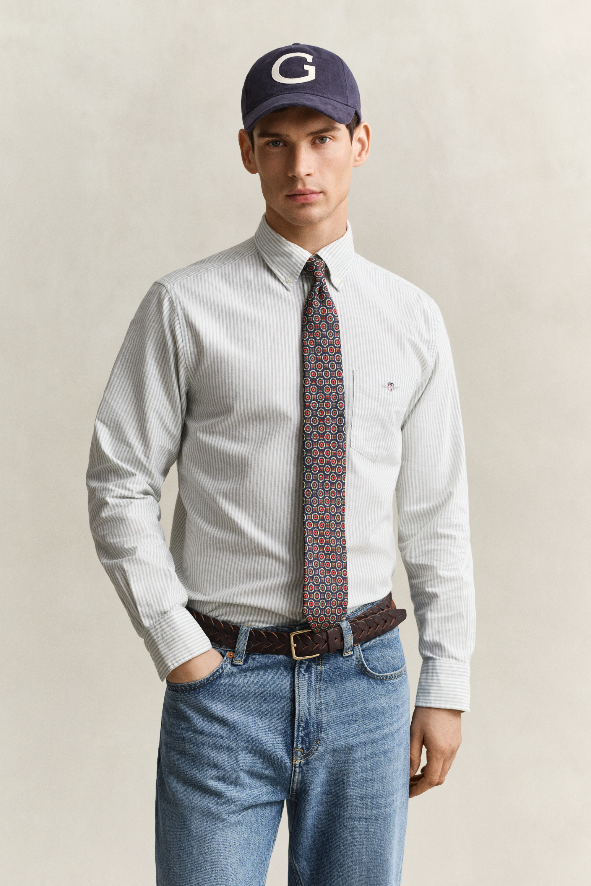 Gant Men's Surplus Mint Banker Stripe Classic Oxford Shirt (4Xl)