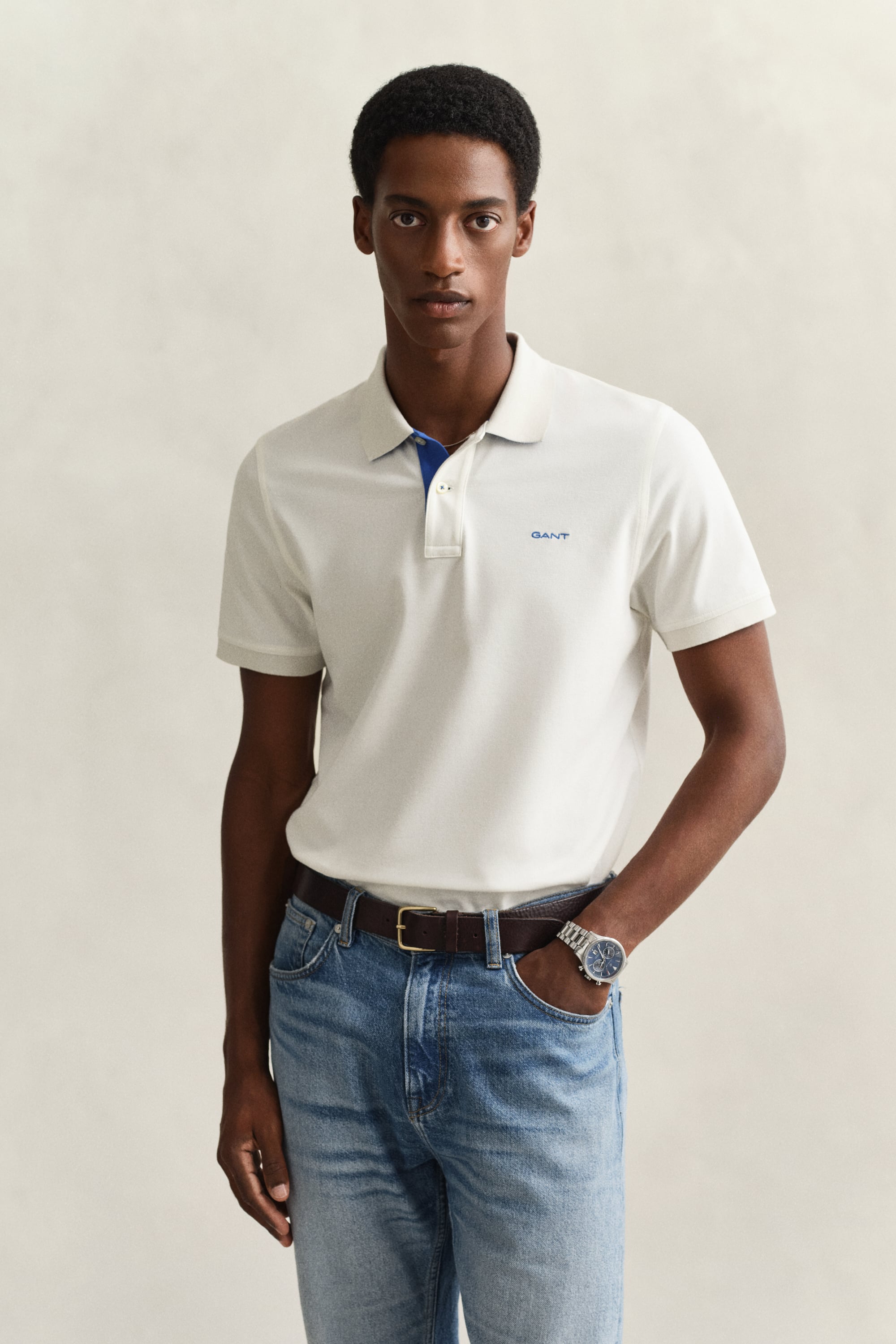 Gant Men's Off White Contrast Piqué Polo Shirt (Xxl) Eggshell