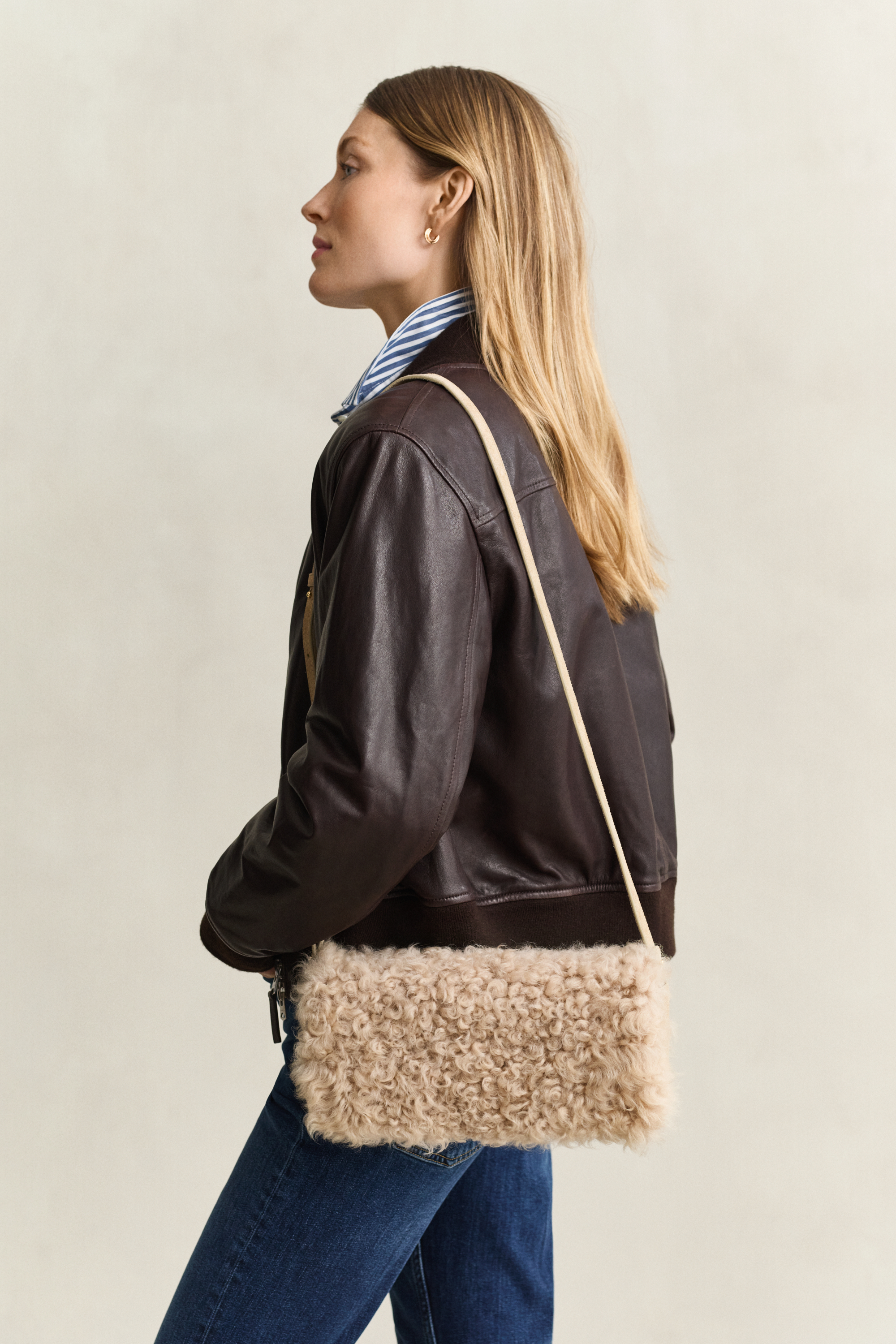 Shearling Clutch CARAMEL