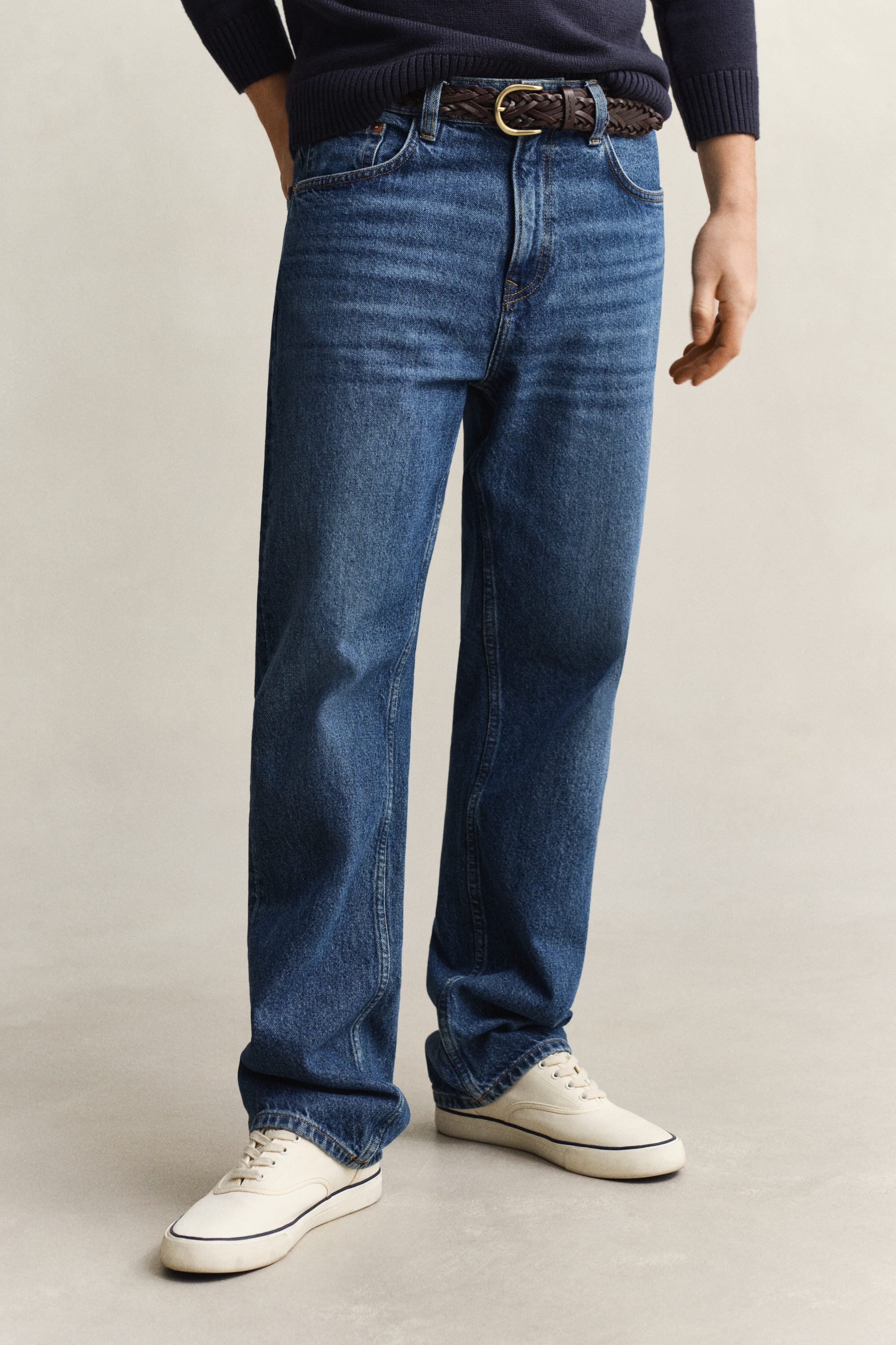 Gant Men's Blue Straight Fit Jeans (42/32) Mid Worn In