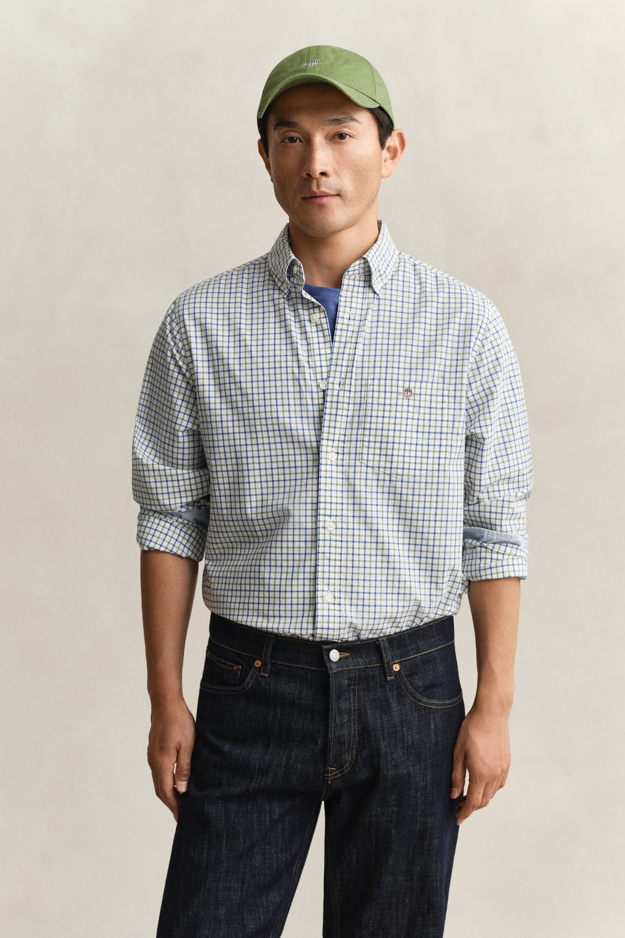 Gant Men's Herb Green Checked Classic Poplin Shirt (Xxl)