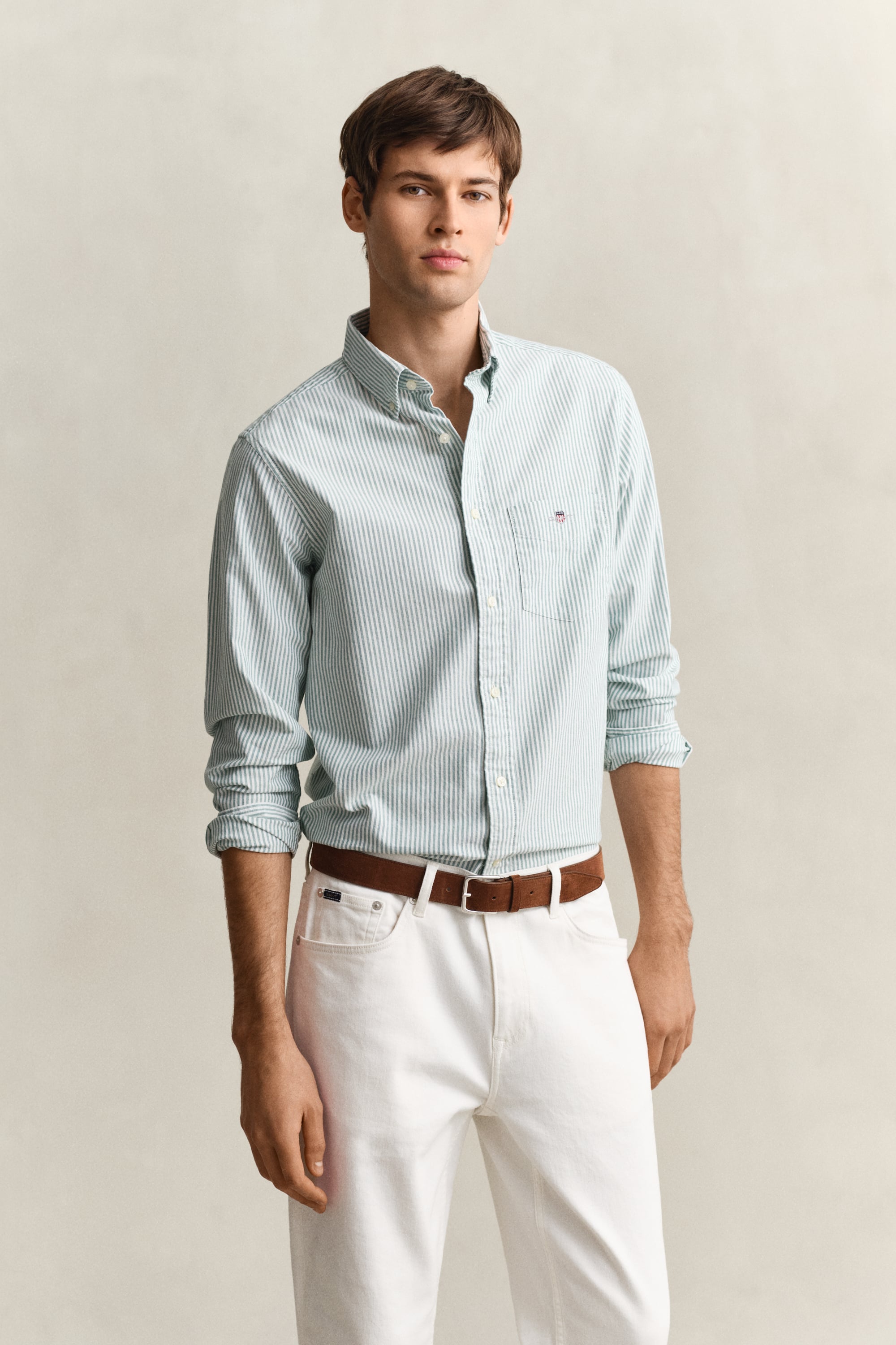 Gant Men's Botanical Hue Banker Stripe Classic Oxford Shirt (Xxl)