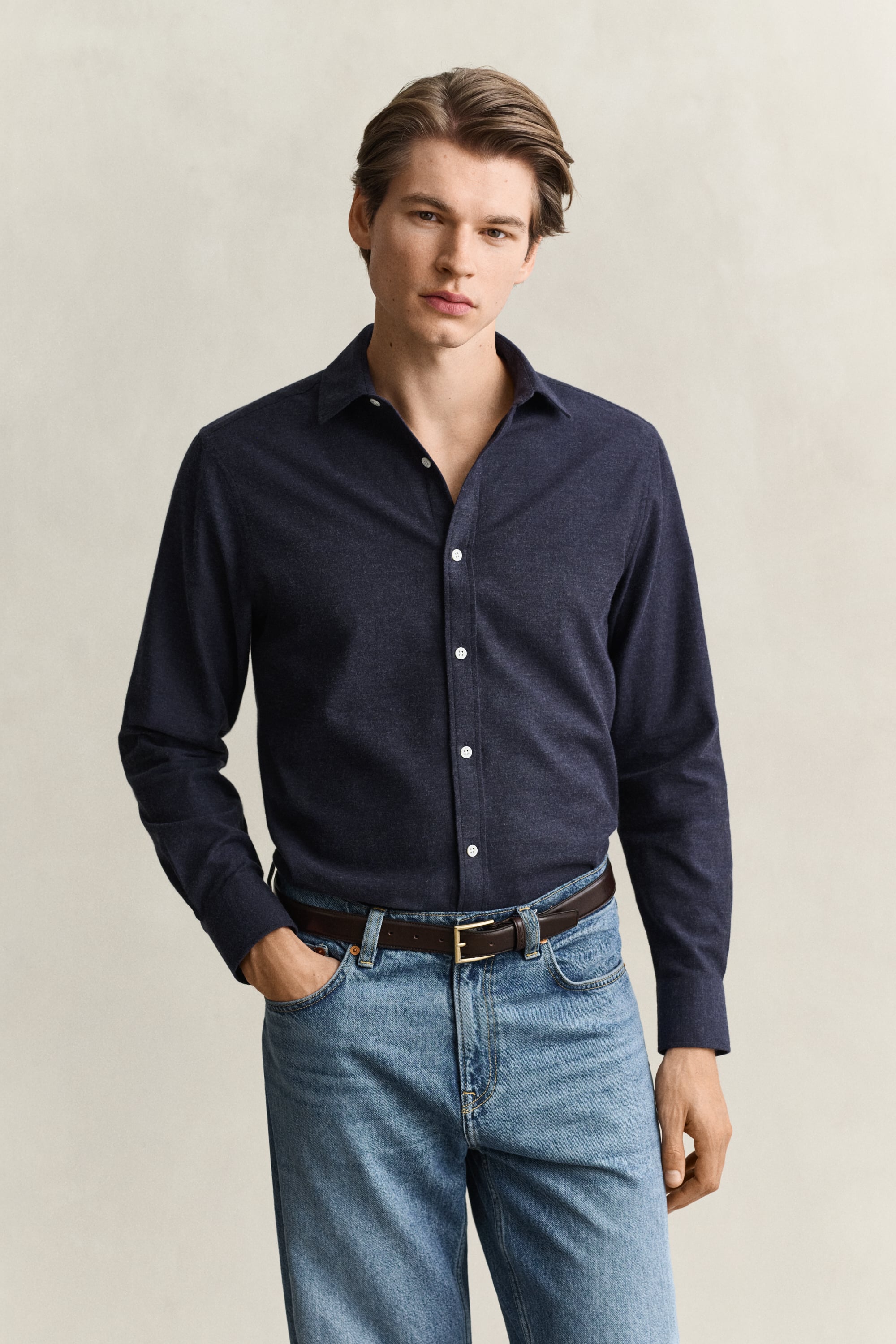 Gant Men's Bleu Long Sleeve Shirt Reg Flannel Melange - Image 2