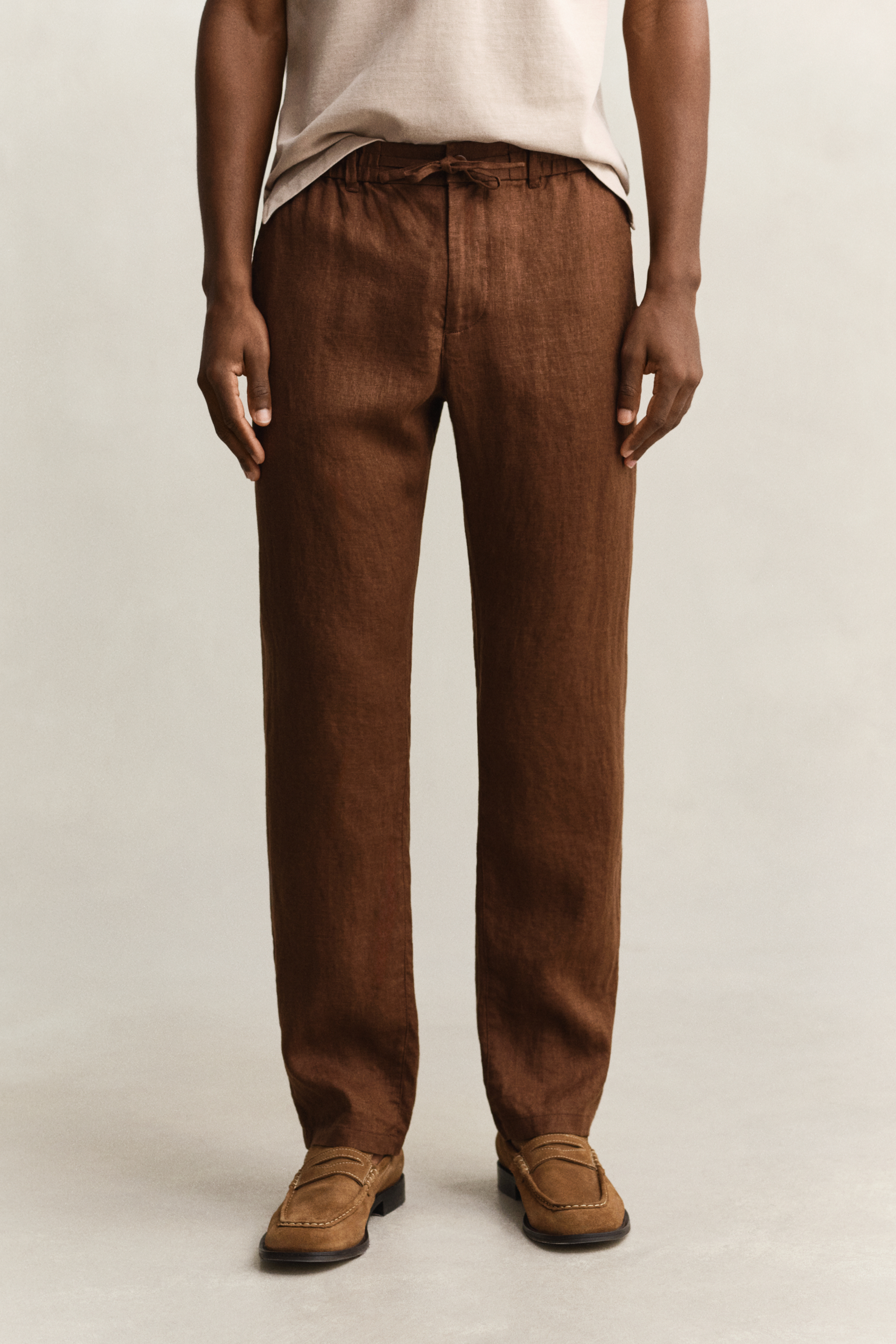 Gant Men's Brown Linen Pants (M) Mahogany