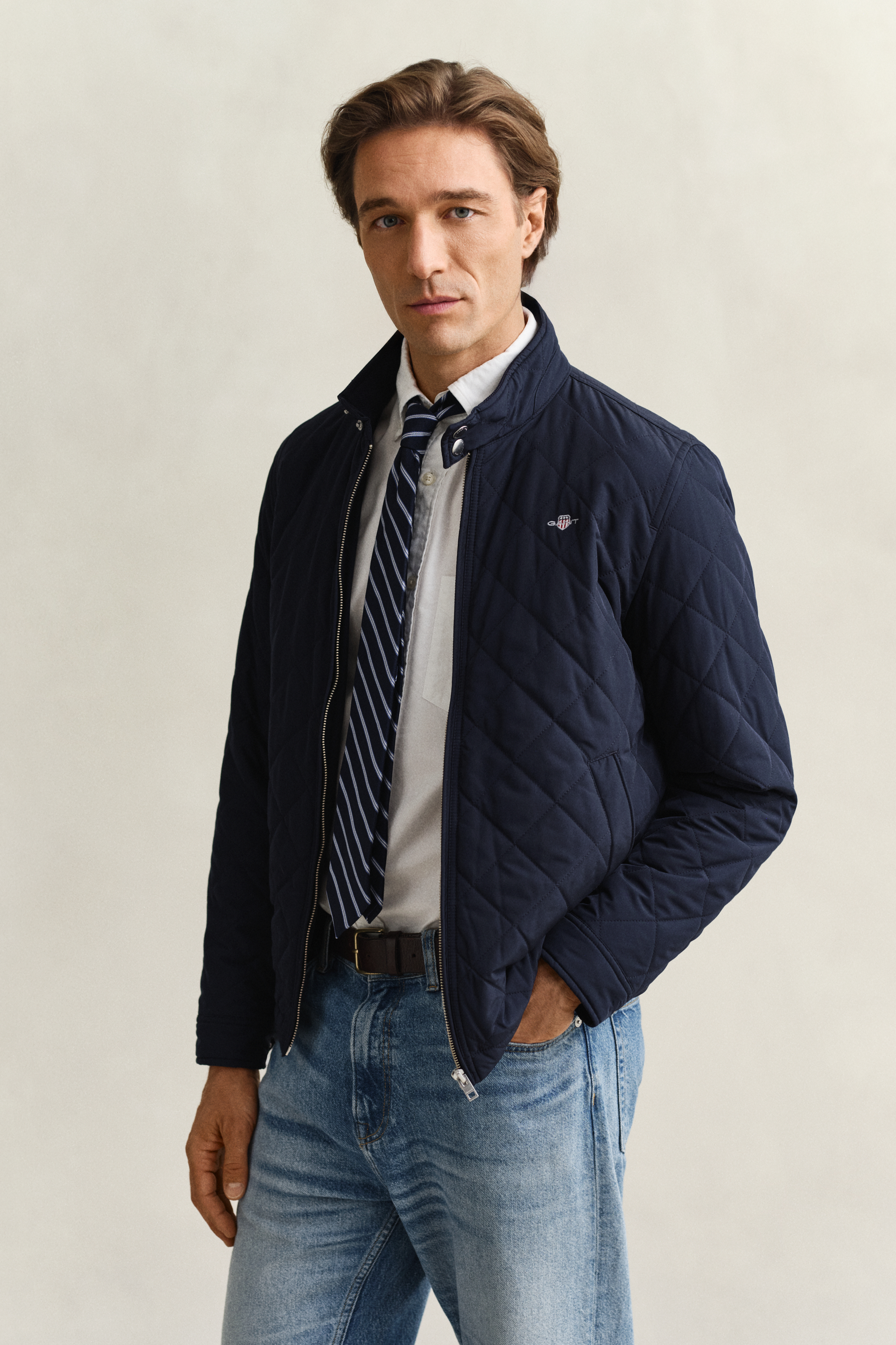 Gant Men's Navy Quilted Windcheater (L) Evening Blue