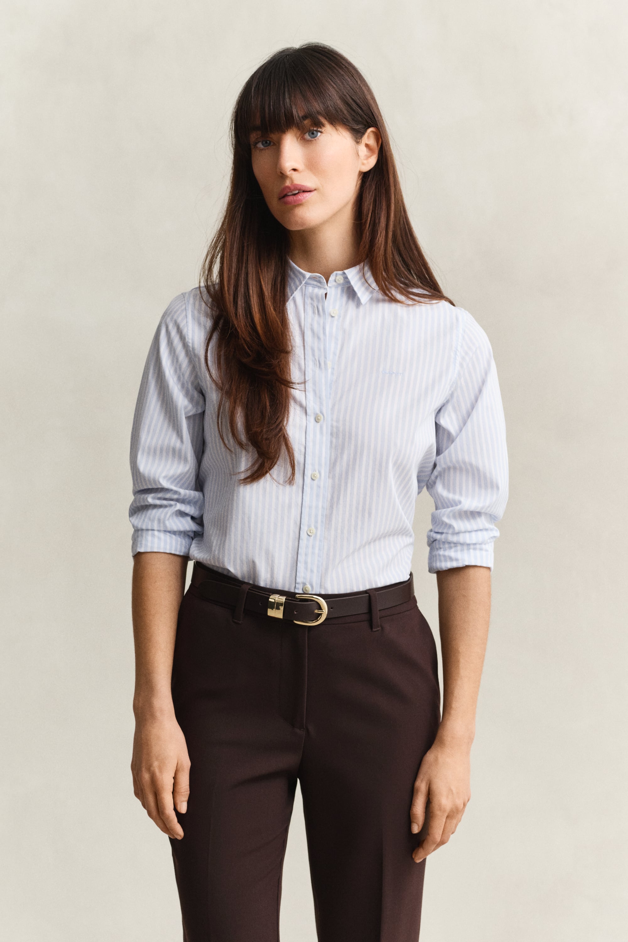 Gant Regular Fit Striped Classic Poplin Shirt In Blue