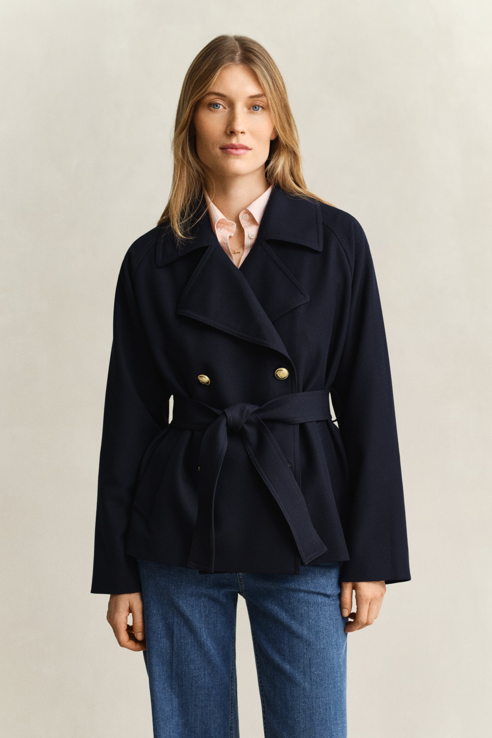 Gant Short Trench Coat In Blue