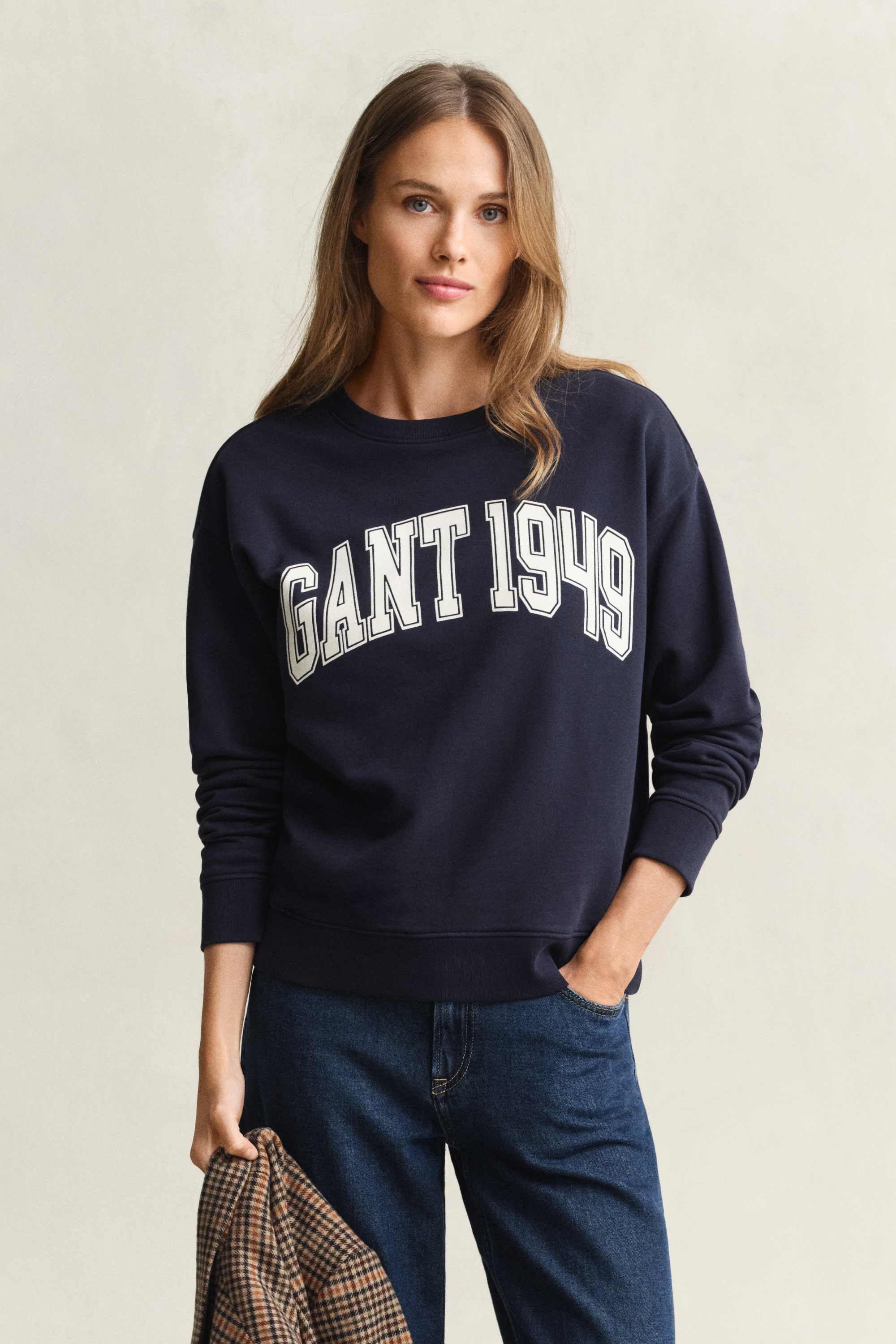 Gant Women's Navy Graphic Crew Neck Sweatshirt (Xxl) Marine
