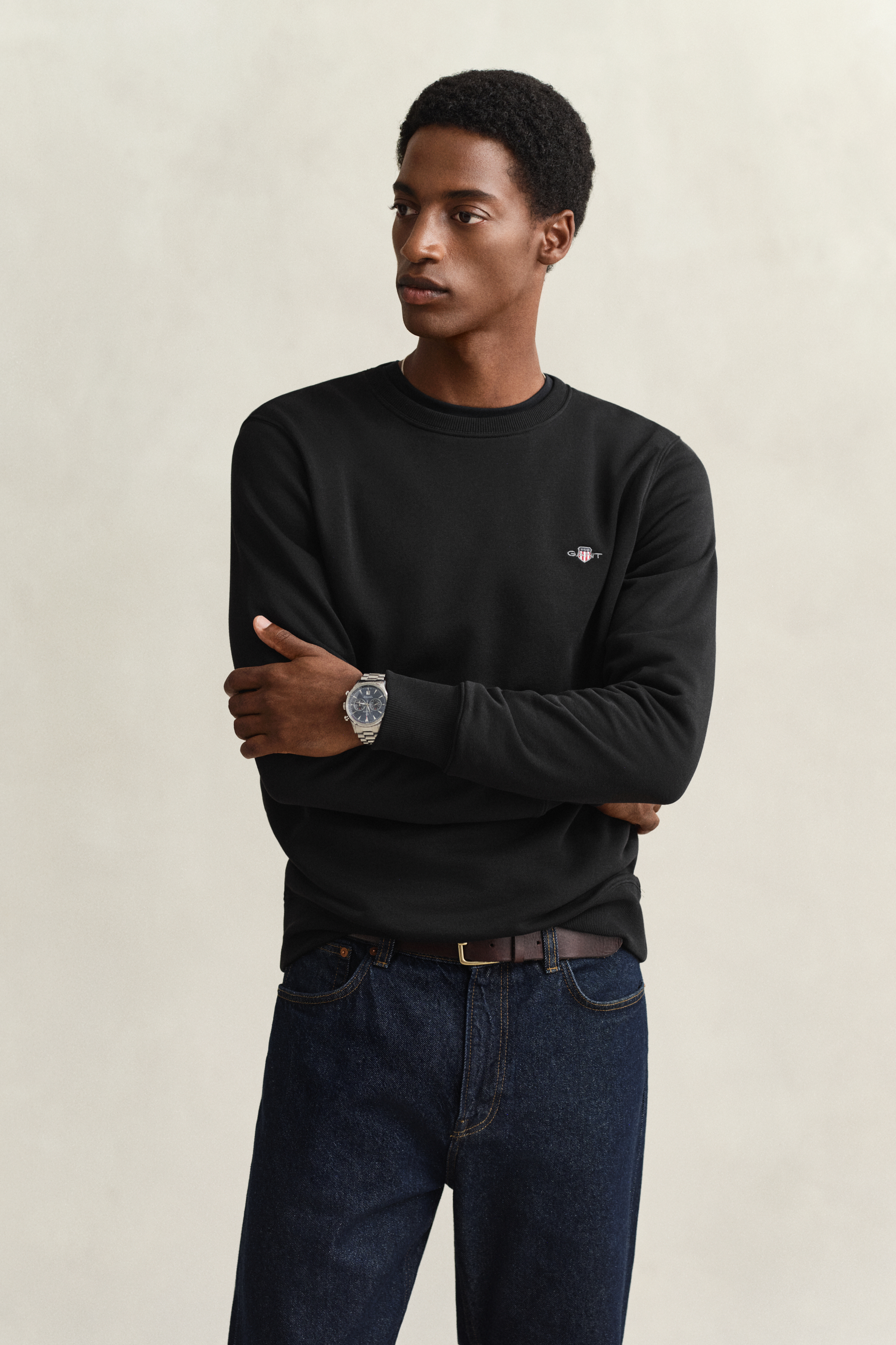 Gant Men's Black Shield Crew Neck Sweatshirt (Xxxl)