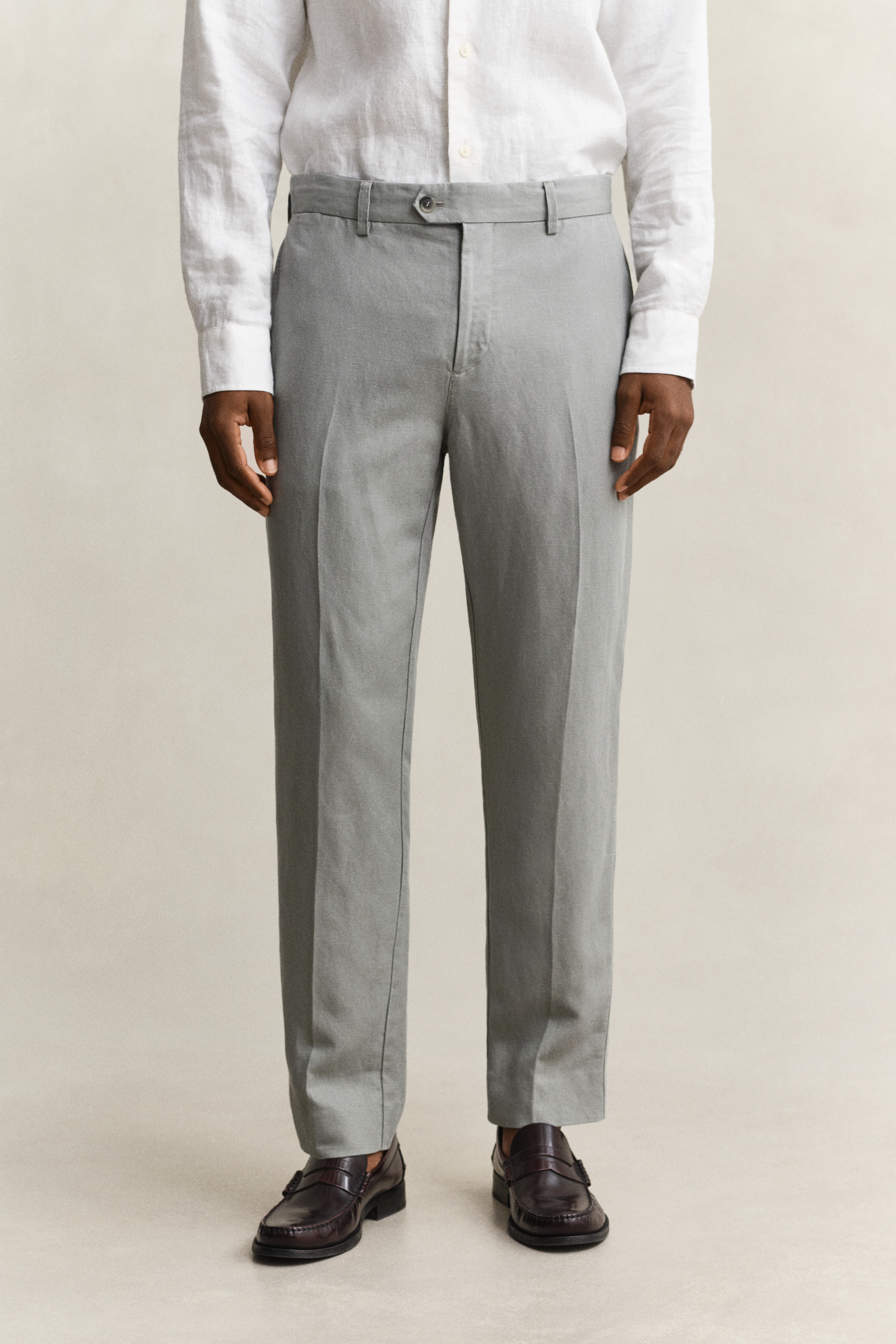 Gant Men's Pewter Grey Lyocell Linen Suit Pants (56)