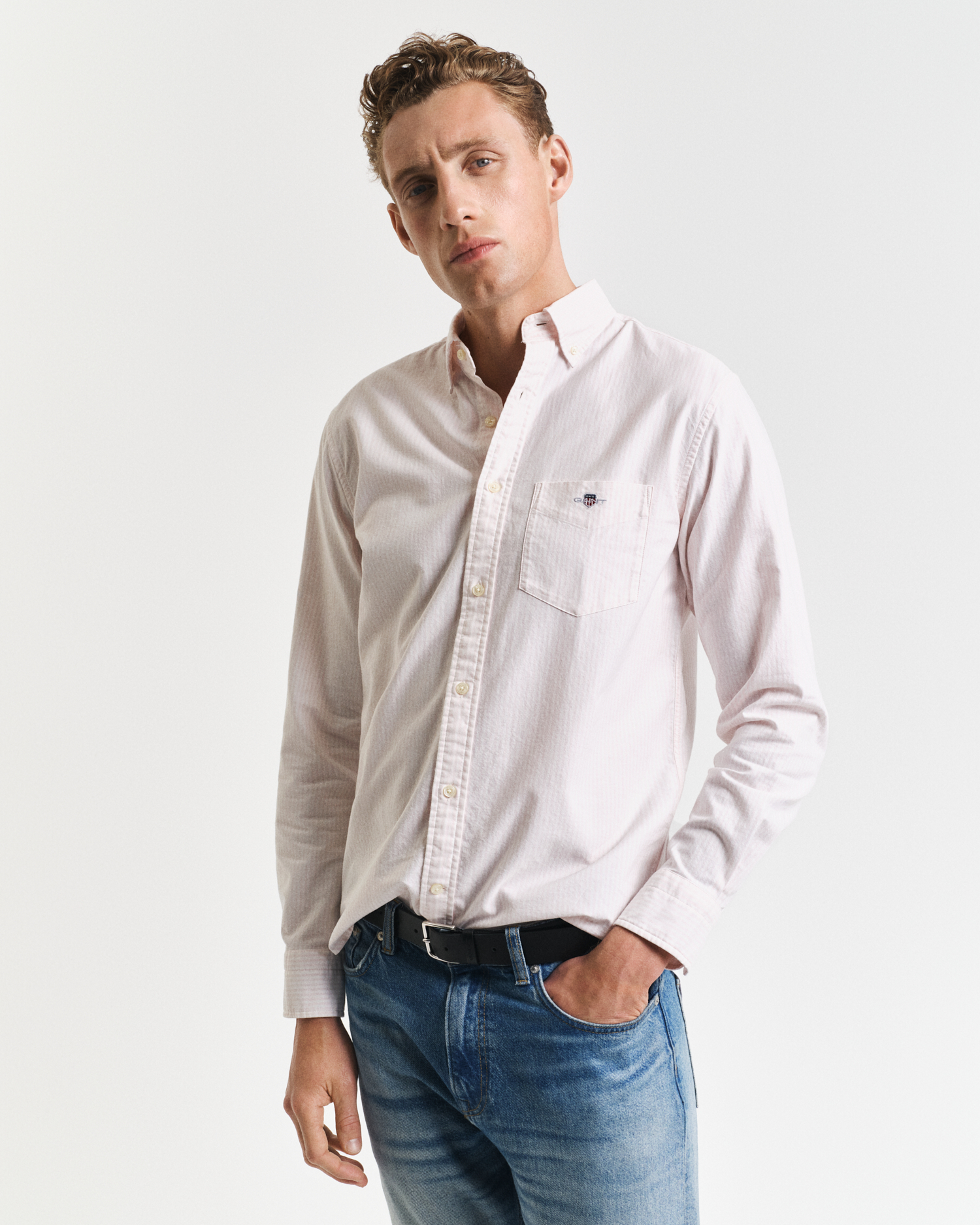 Gant Men's Light/Pink Regular Fit Banker Stripe Classic Oxford Shirt ) Xxxl