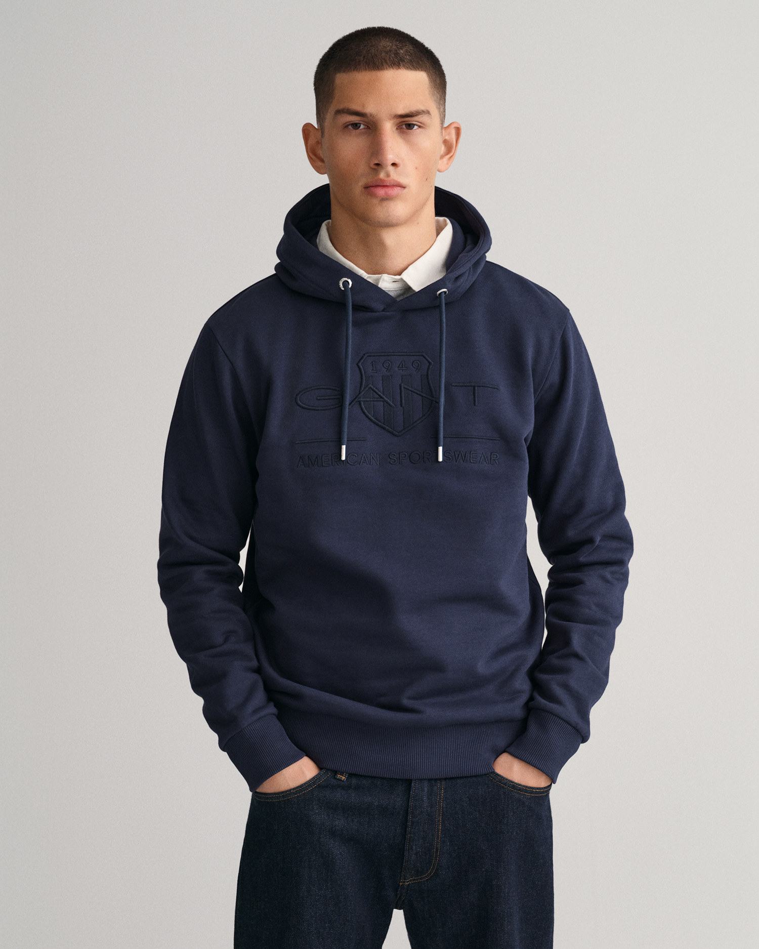 GANT Men Tonal Archive Shield Hoodie (4XL) Blue