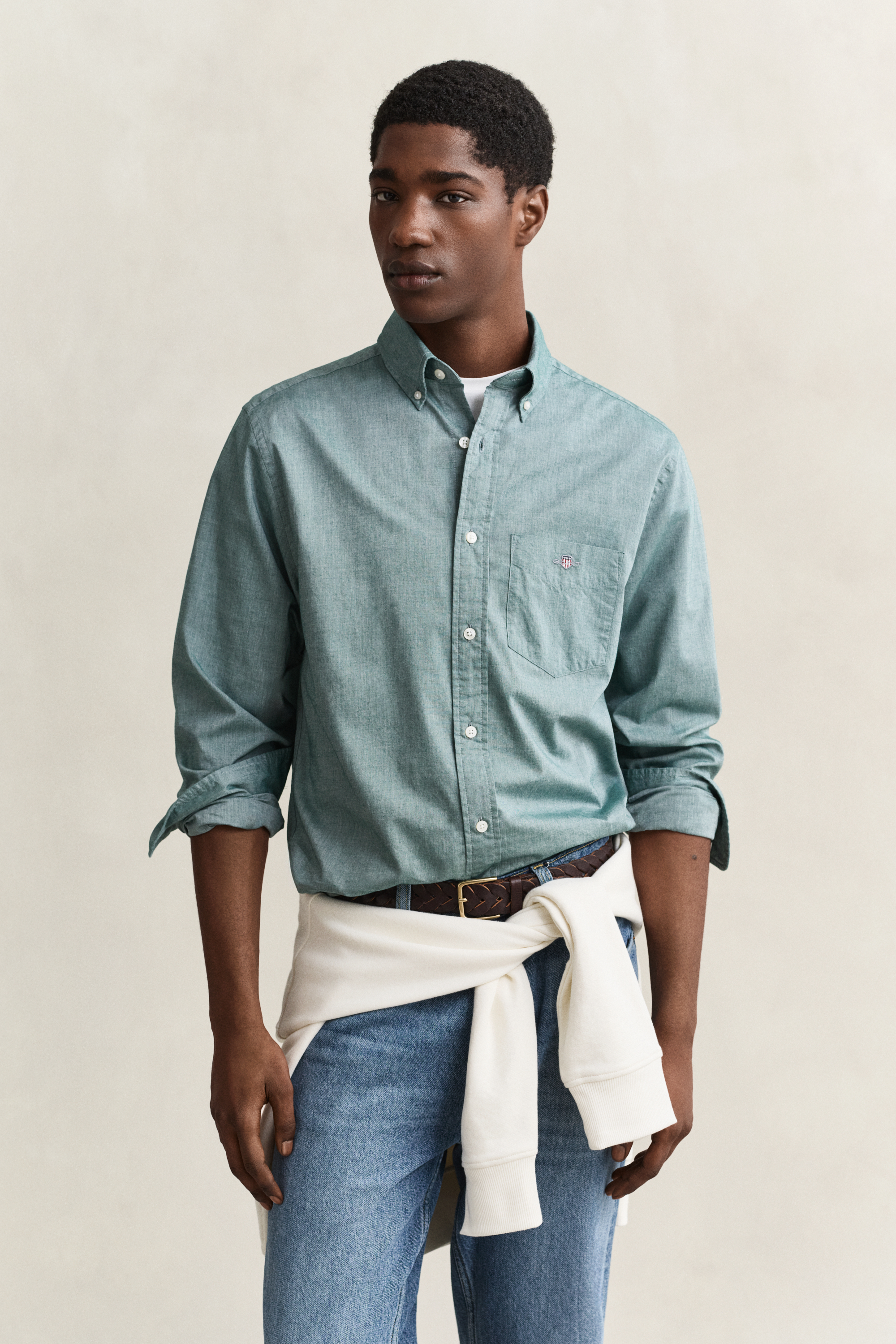Classic Regular Poplin Shirt - DARK EMERALD, view 2