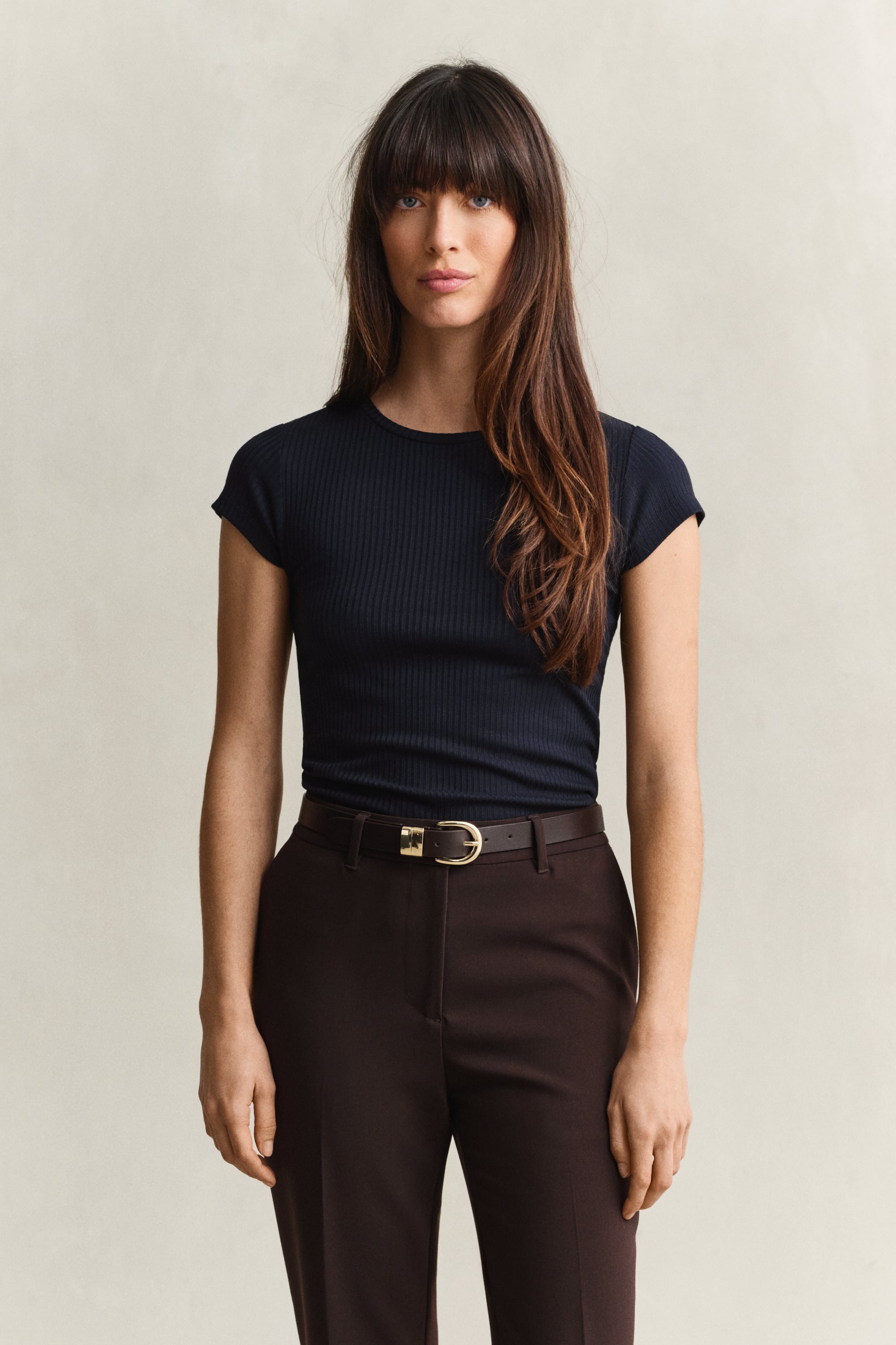 Gant Slim Ribbed T-shirt In Blue